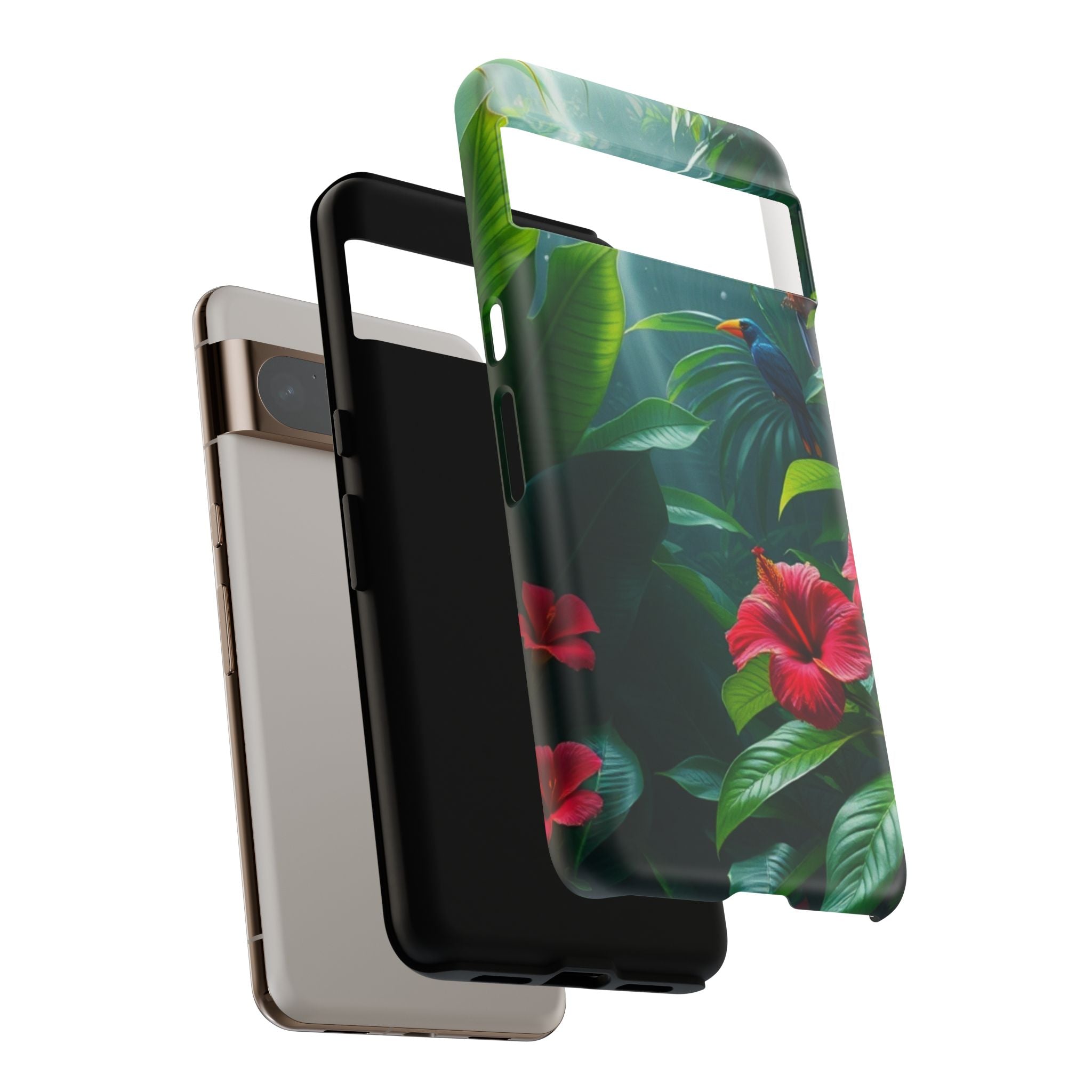 Android OR iPhone Compatible Cases - Tropical Flower & Bird Design - Unique Tough Cases