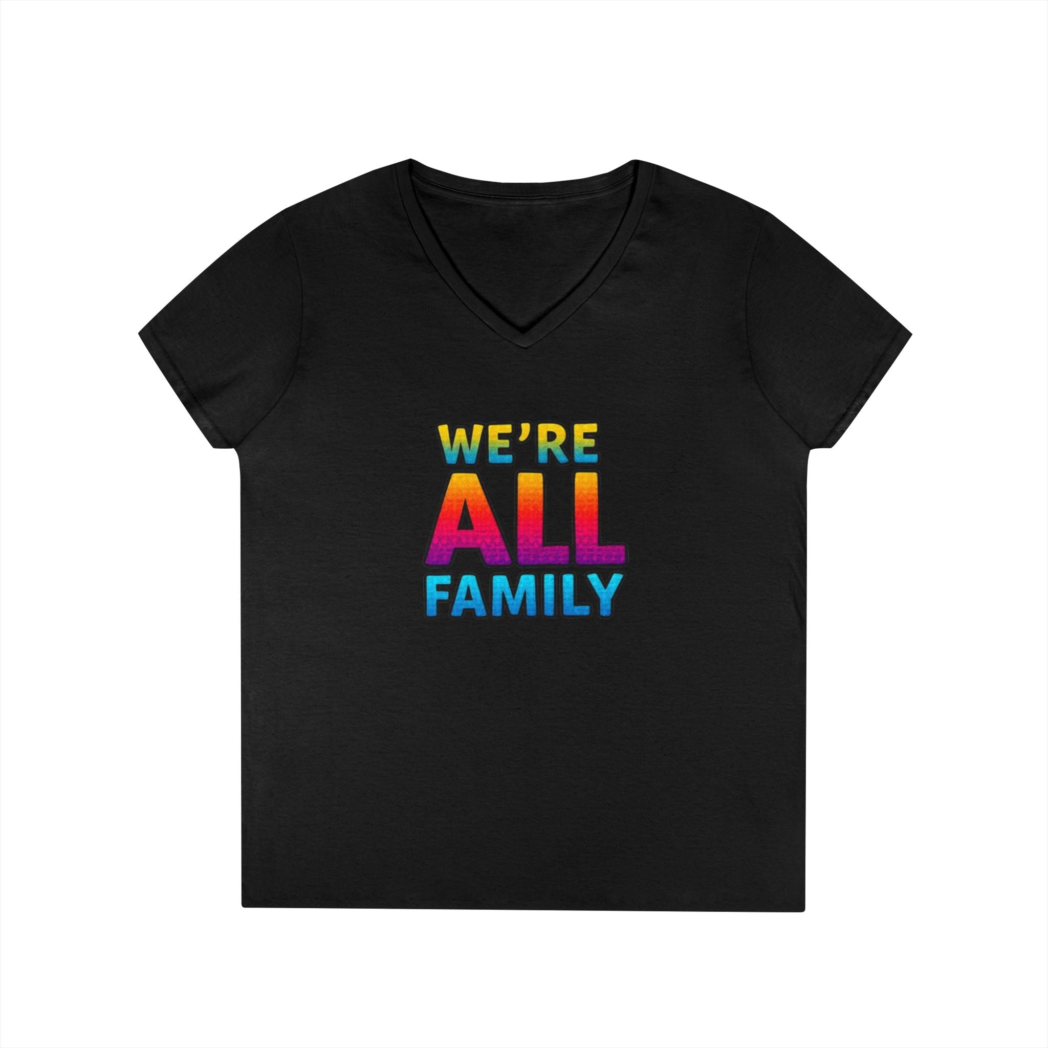 Ladies' V-Neck T-Shirt - "We're All Family" Pride Tee