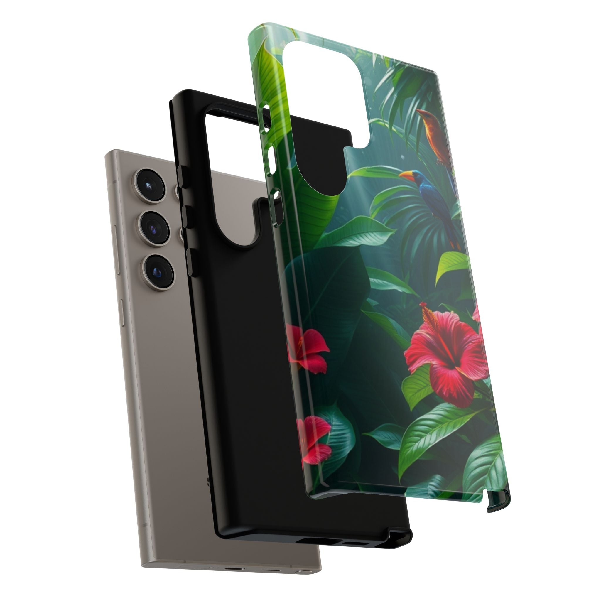 Android OR iPhone Compatible Cases - Tropical Flower & Bird Design - Unique Tough Cases