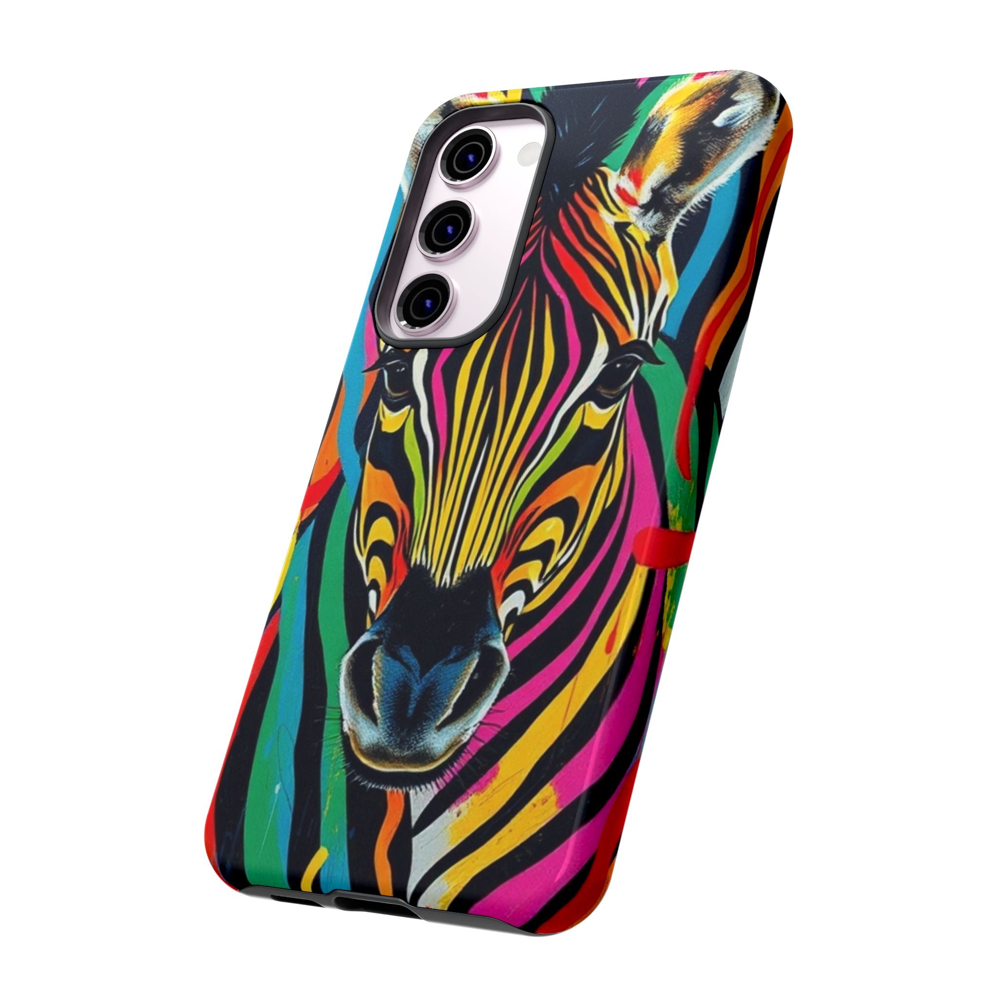 Android OR iPhone Compatible Cases - Rainbow Zebra Design - Unique Tough Cases