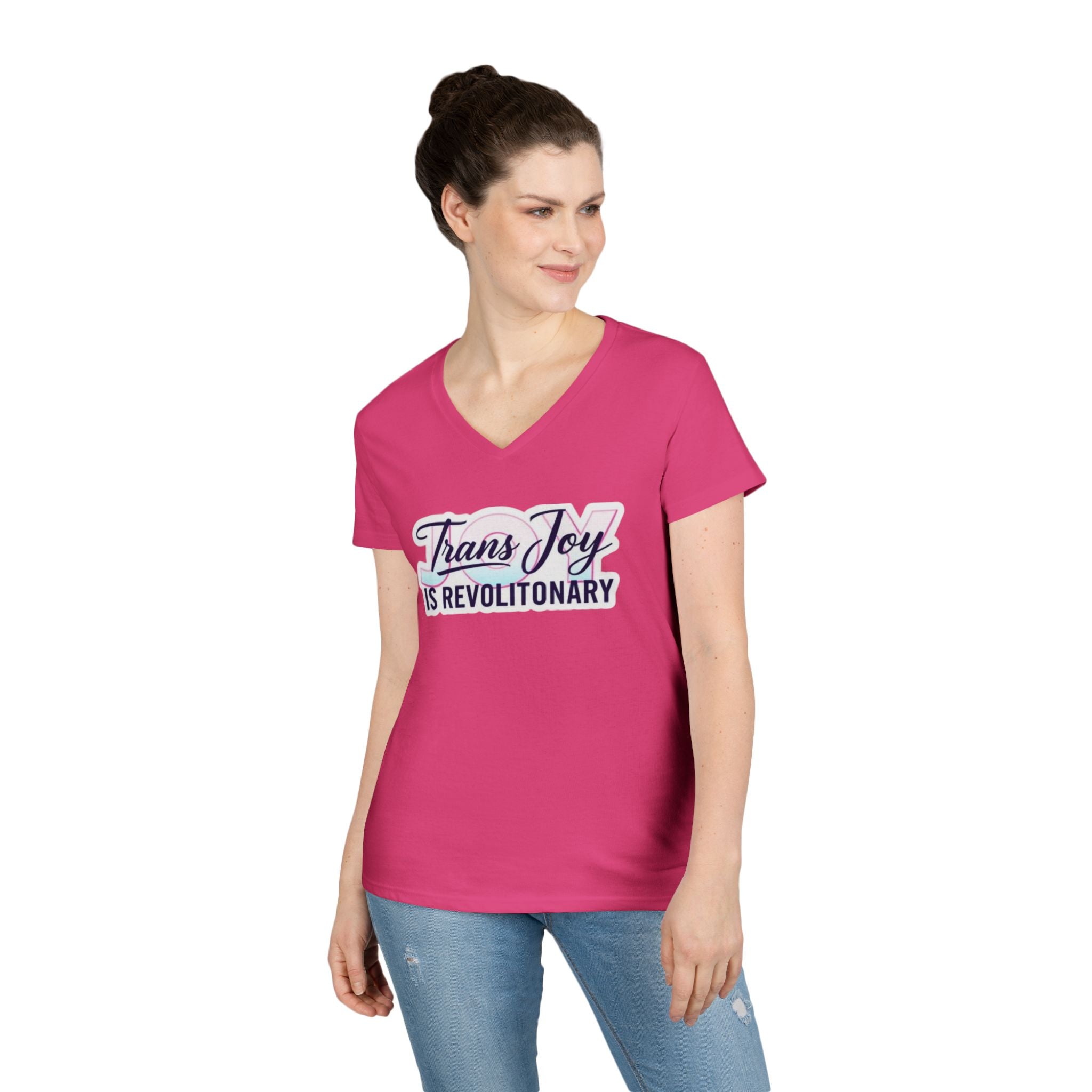 Trans Joy Ladies' V-Neck T-Shirt - Celebrate the LGBTQ+ Community