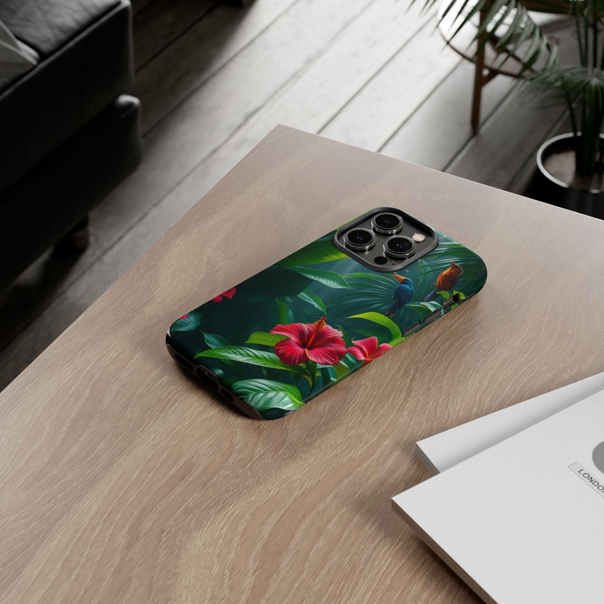 Android OR iPhone Compatible Cases - Tropical Flower & Bird Design - Unique Tough Cases