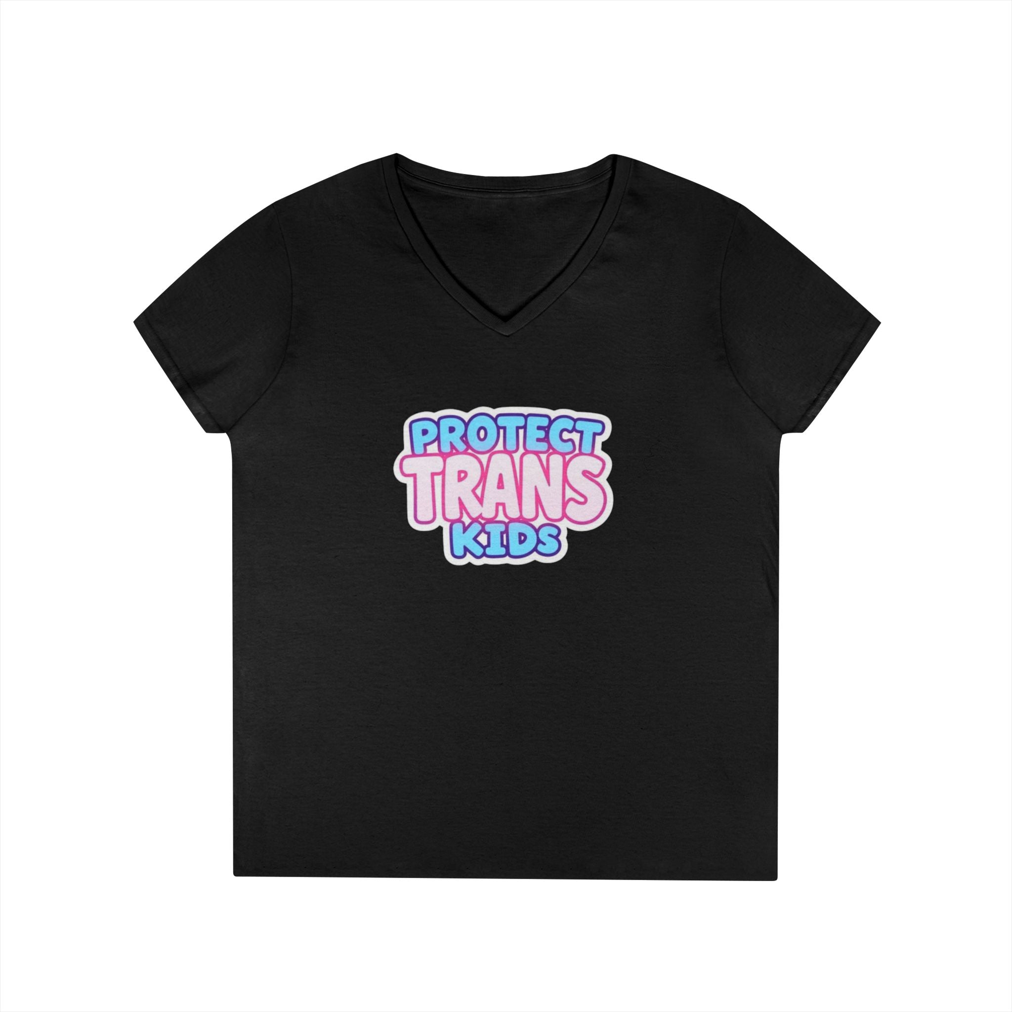 Protect Trans Kids Ladies' V-Neck T-Shirt - Supportive & Stylish Pride Apparel