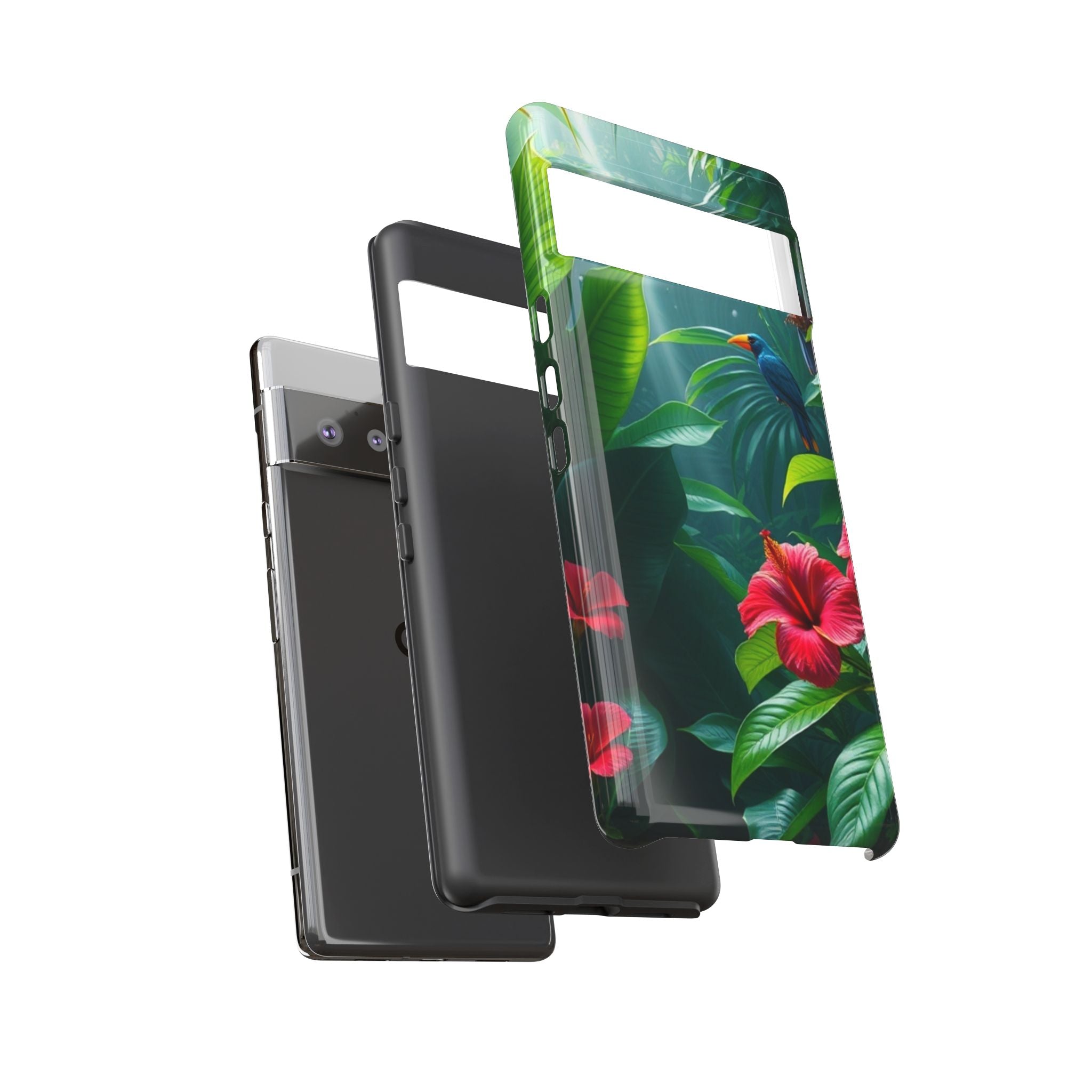 Android OR iPhone Compatible Cases - Tropical Flower & Bird Design - Unique Tough Cases