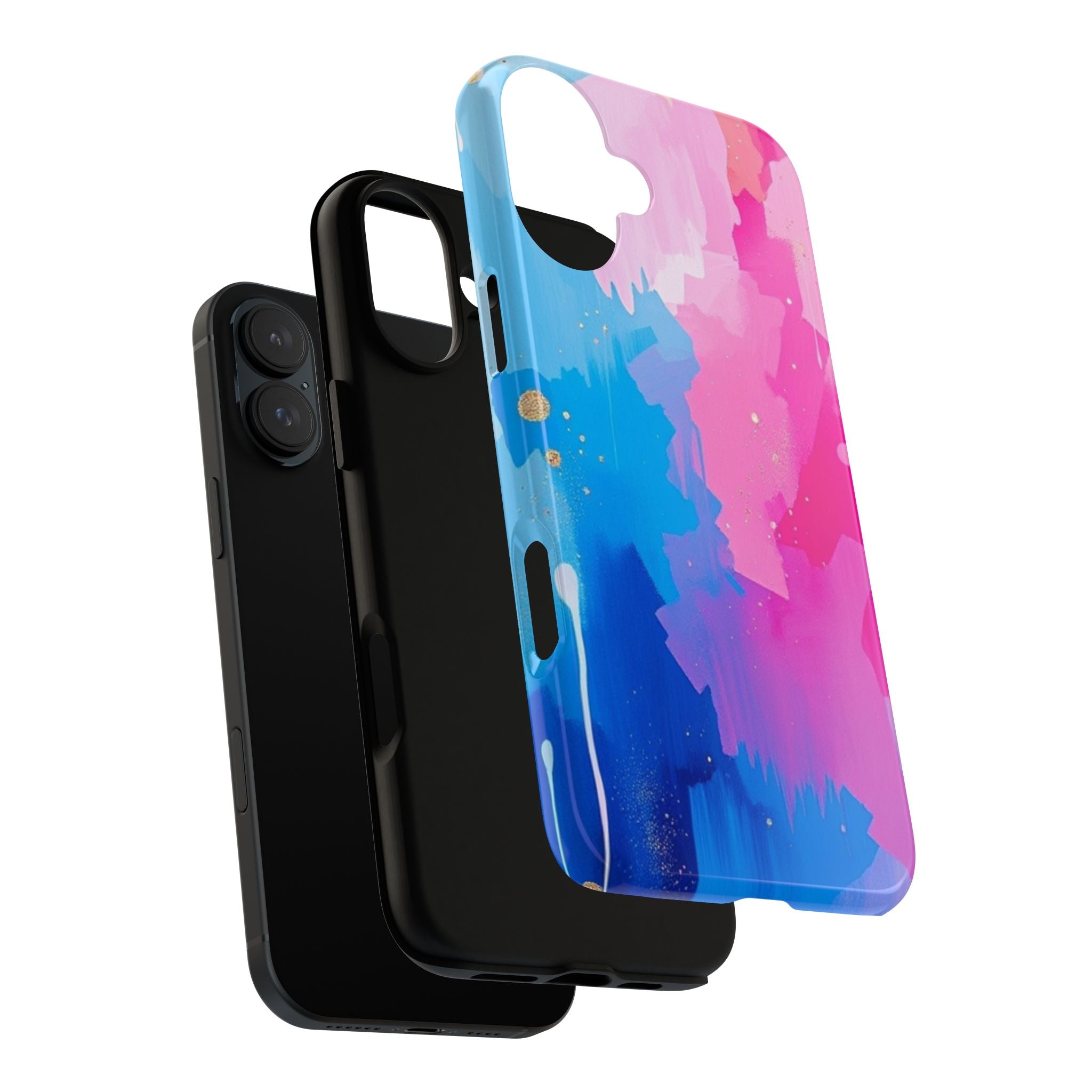 Android OR iPhone Compatible Cases - Pink and Blue Color Splash Design