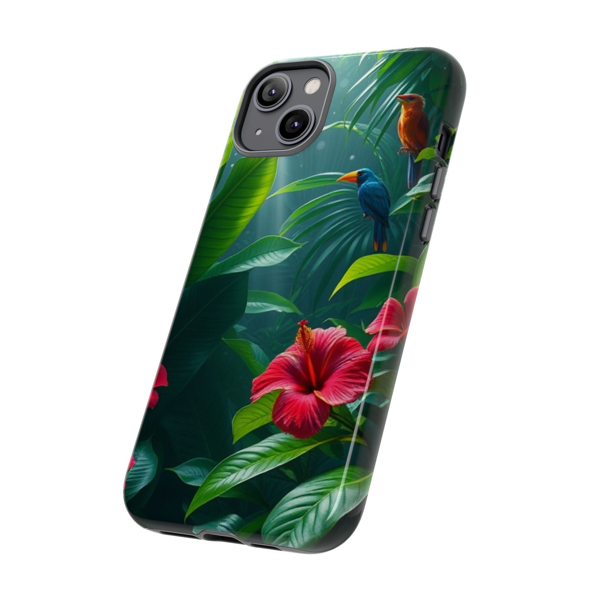 Android OR iPhone Compatible Cases - Tropical Flower & Bird Design - Unique Tough Cases