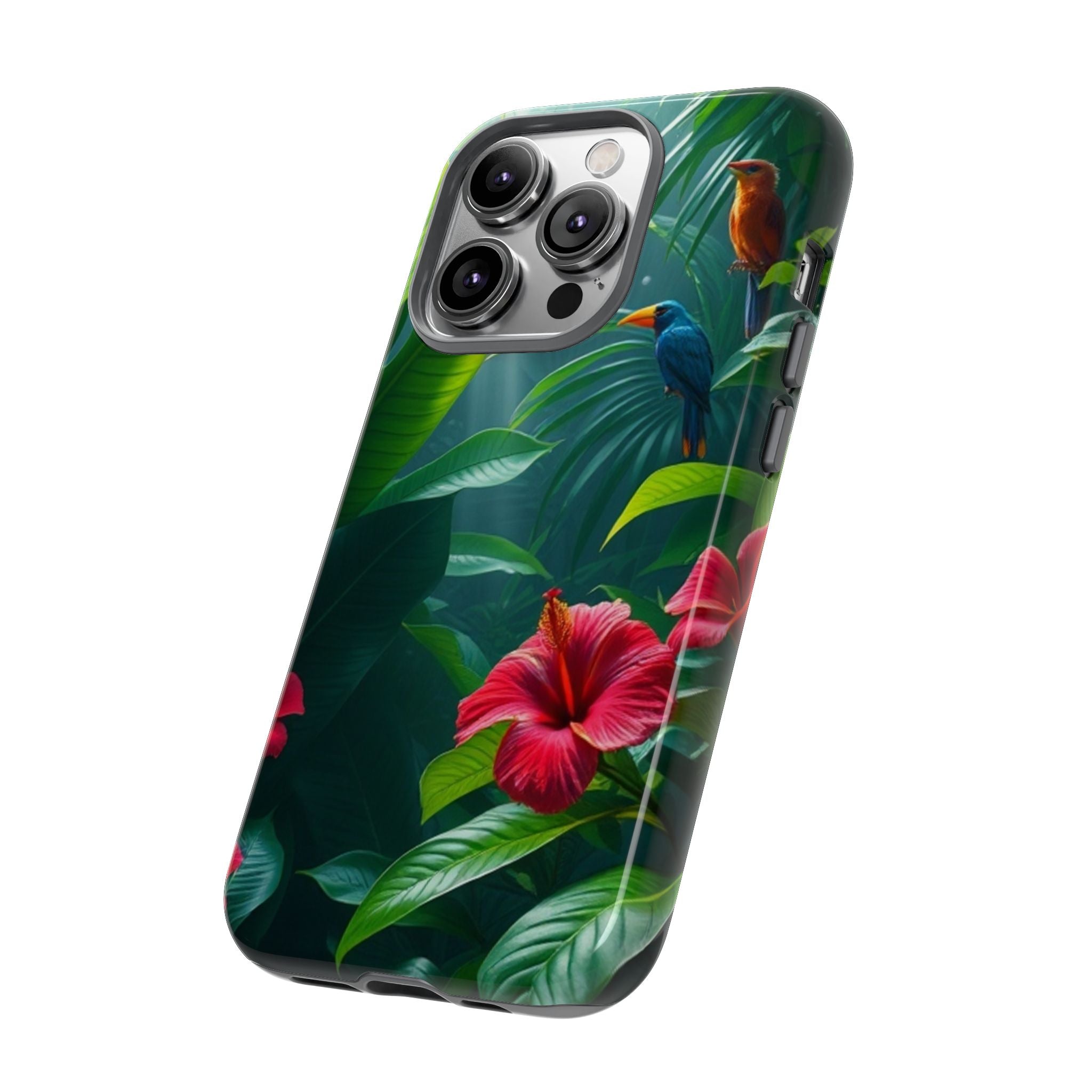 Android OR iPhone Compatible Cases - Tropical Flower & Bird Design - Unique Tough Cases