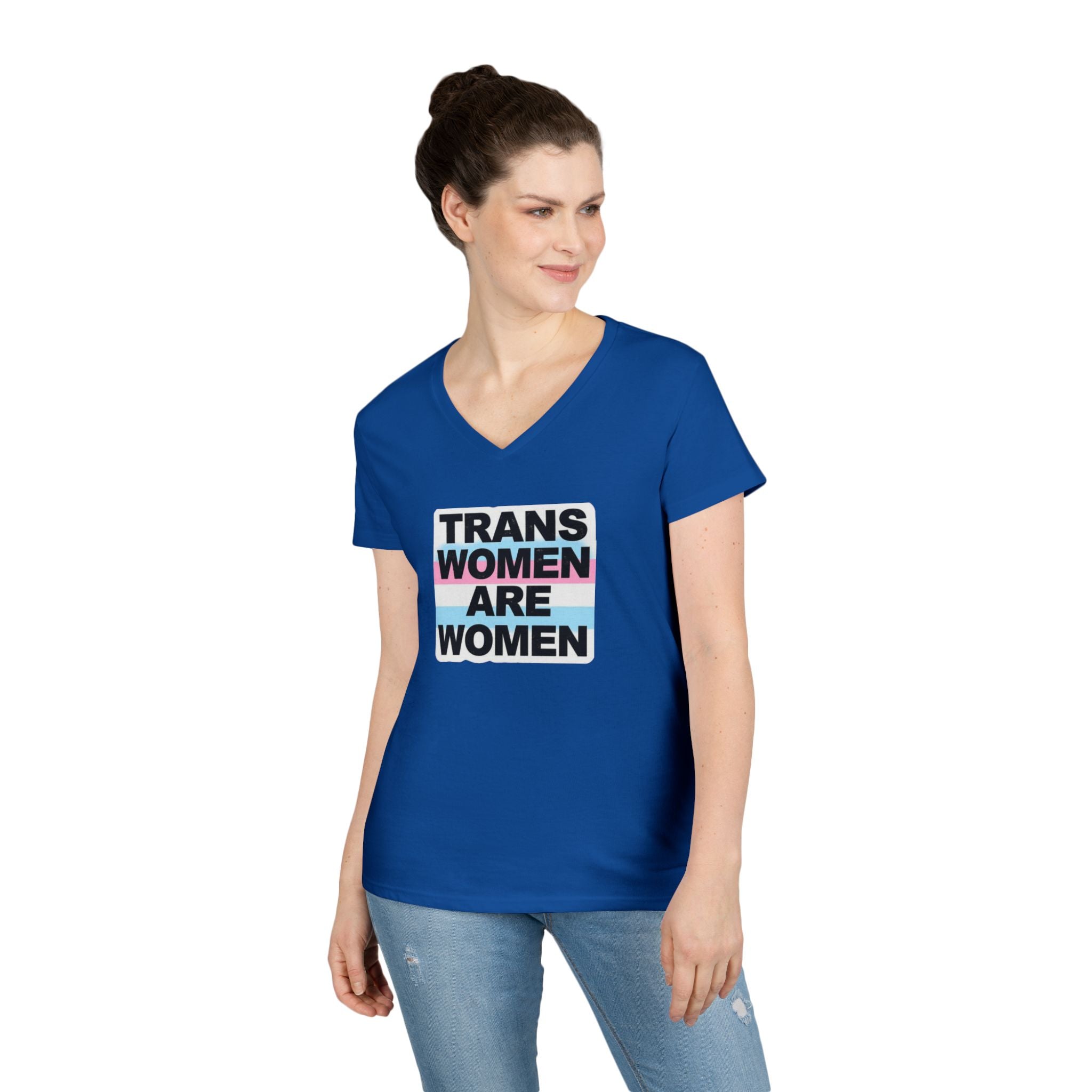 Trans Women Are Women V-Neck T-Shirt - Empowerment Tee for Allies