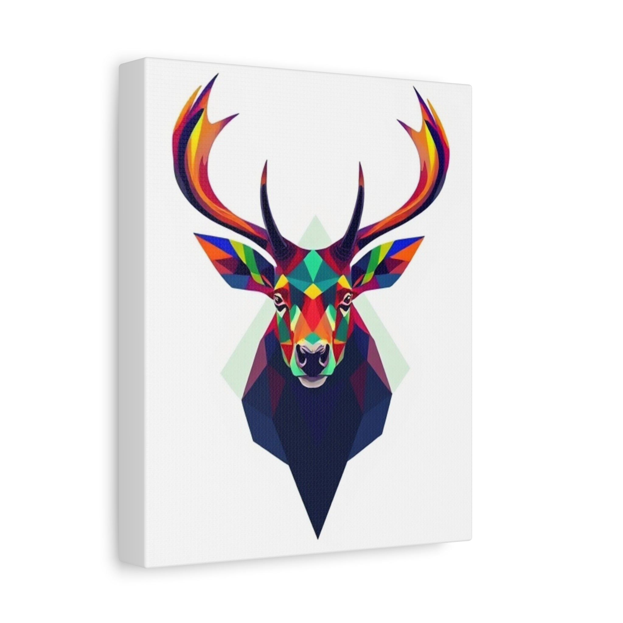 Colorful Elk Art Print - Modern Geometric Canvas Wall Decor