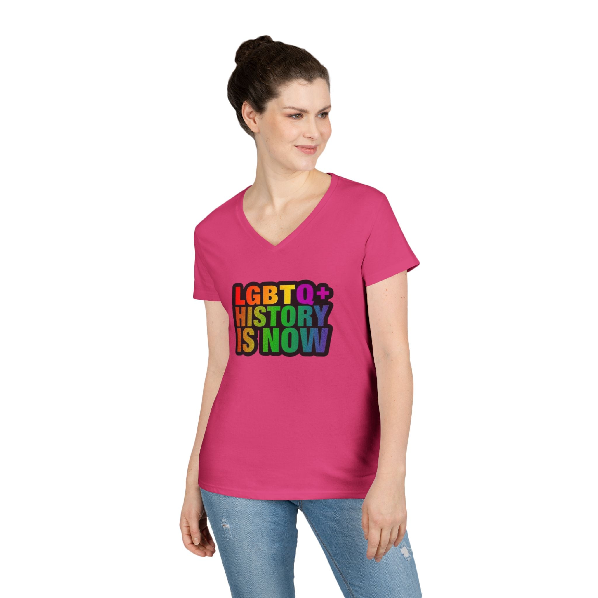 LGBTQ+ History V-Neck T-Shirt for Pride and Awareness