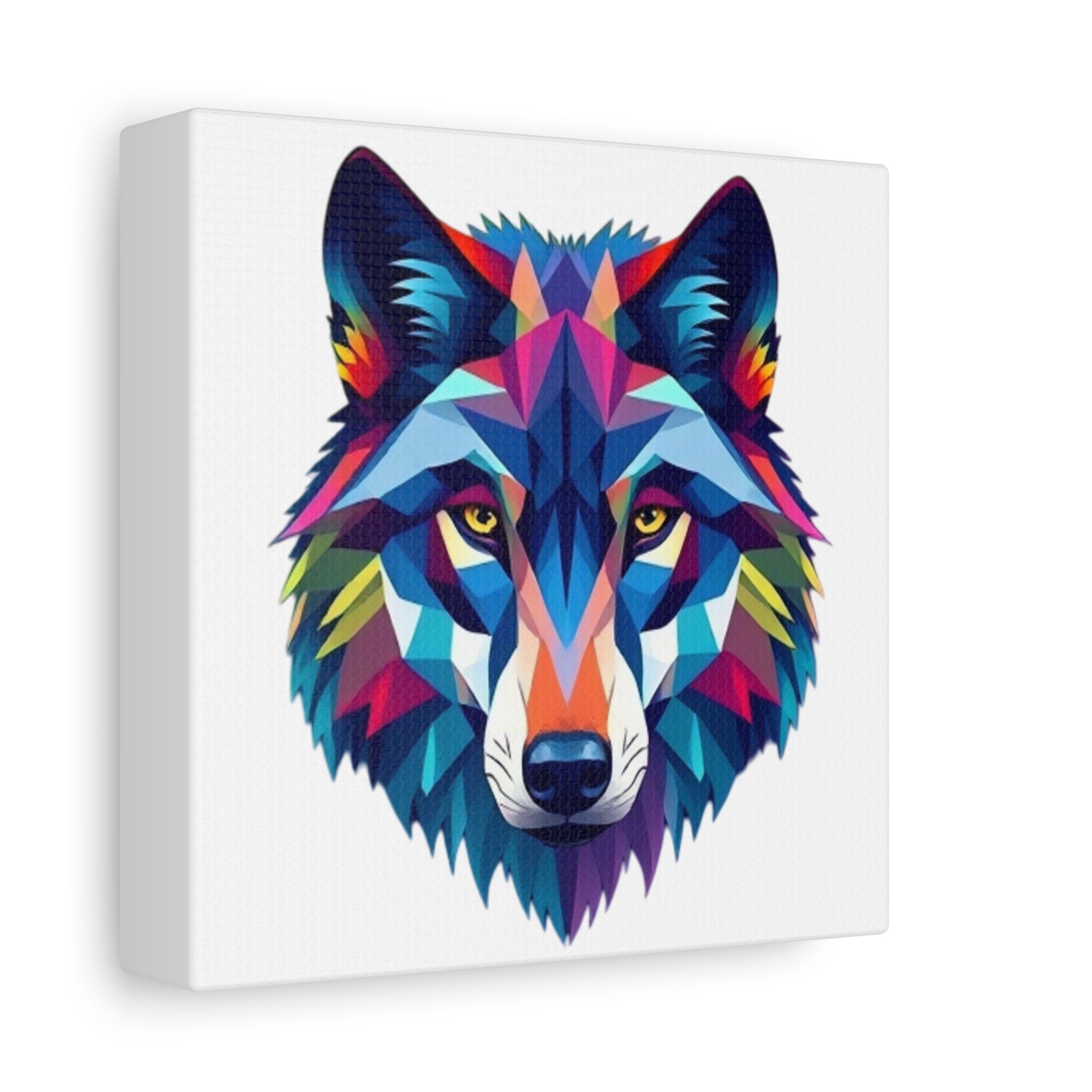 Colorful Wolf Art Canvas - Vibrant Stretched Wall Decor for Nature Lovers