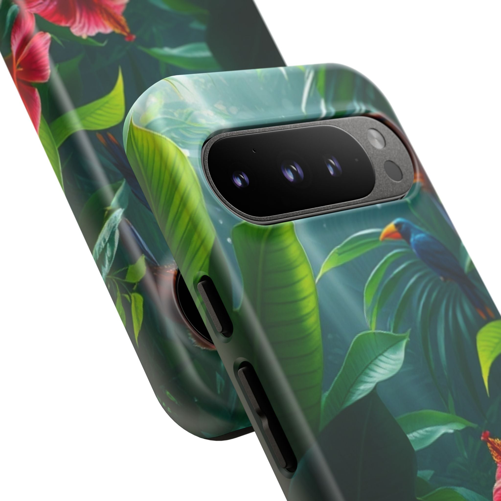Android OR iPhone Compatible Cases - Tropical Flower & Bird Design - Unique Tough Cases