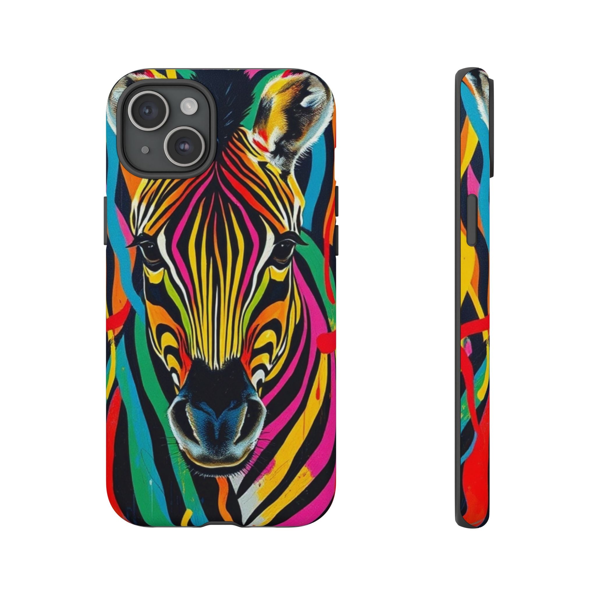 Android OR iPhone Compatible Cases - Rainbow Zebra Design - Unique Tough Cases