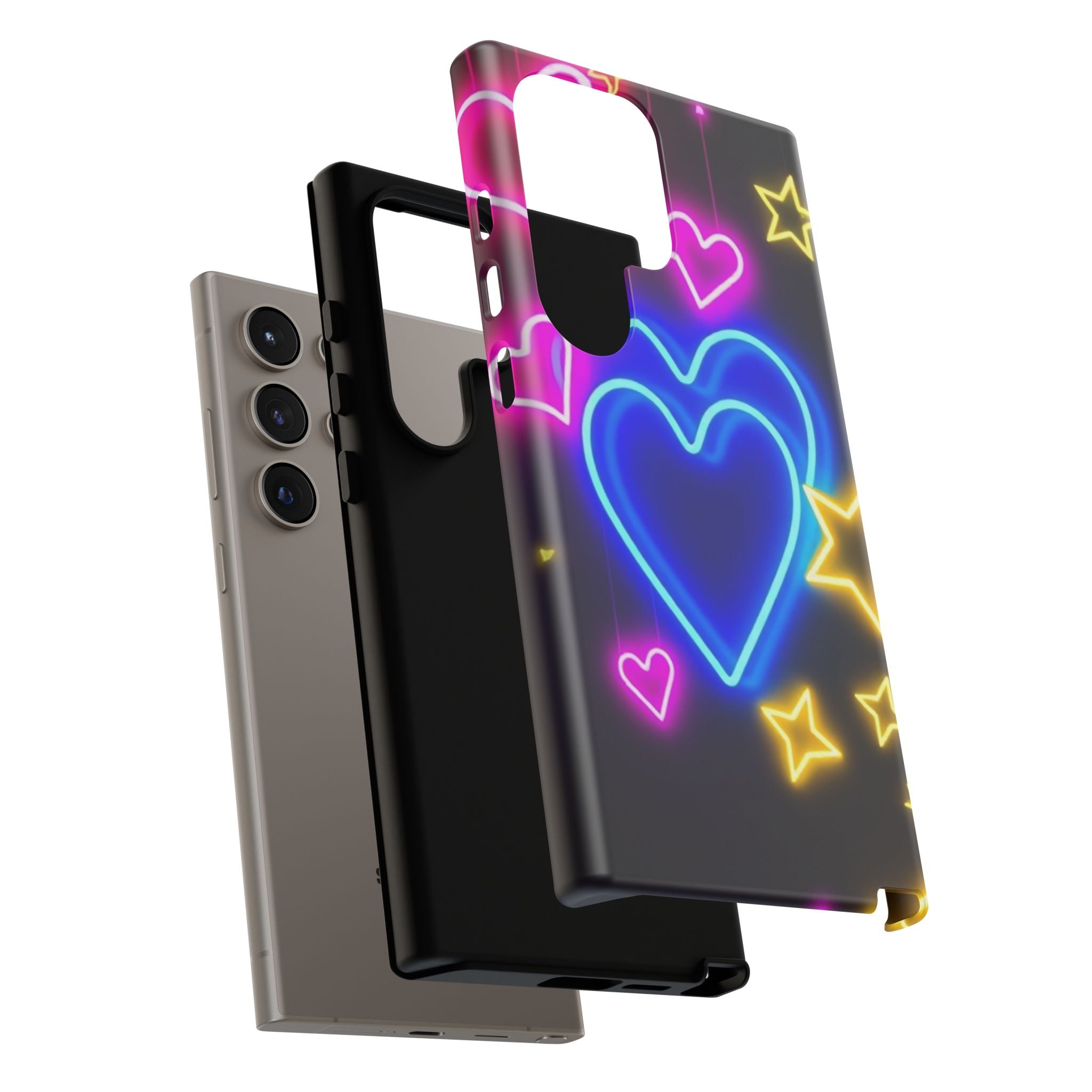 Android OR iPhone Compatible Cases - Neon Love Design - Unique Tough Cases