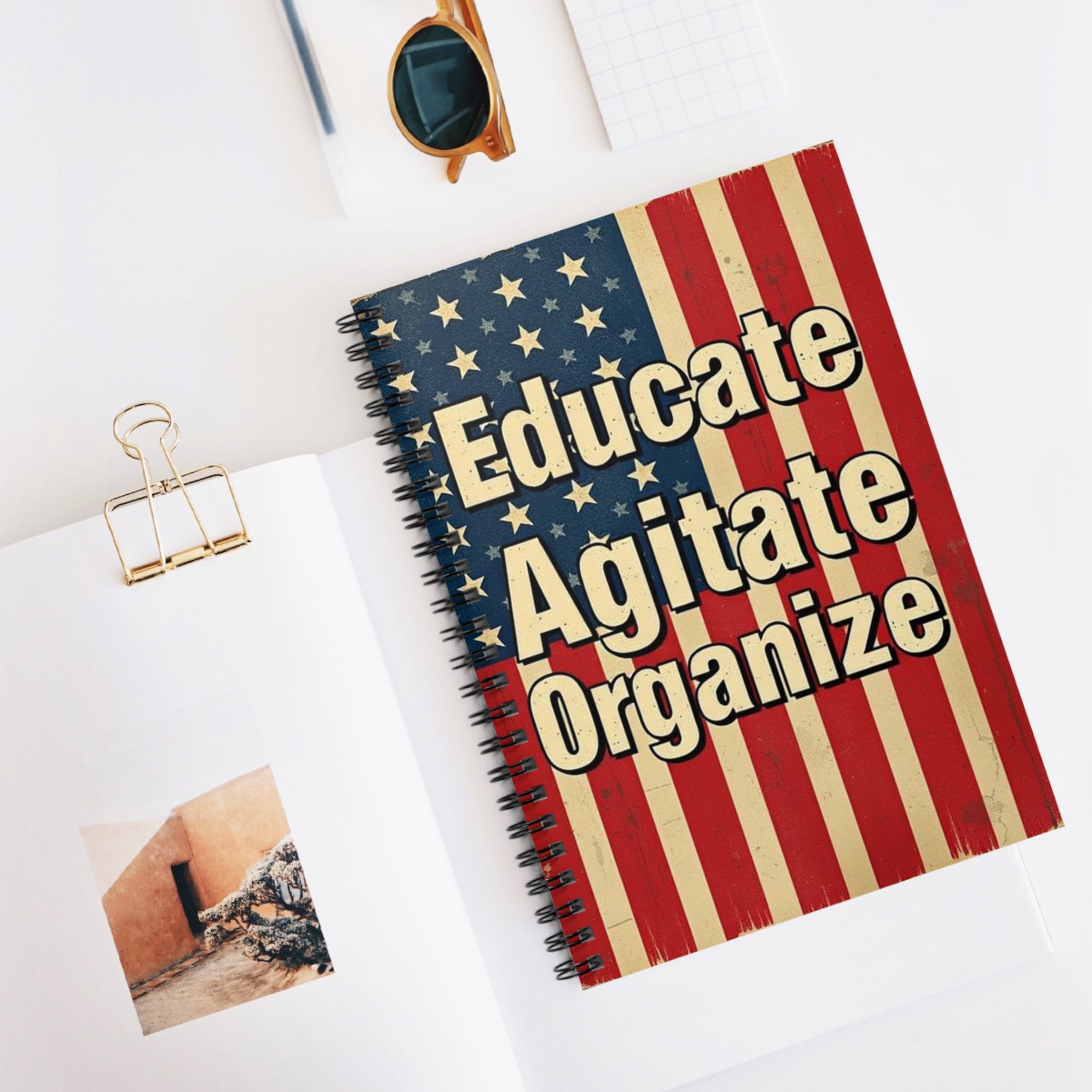 Patriotic Spiral Notebook - Educate Agitate Organize