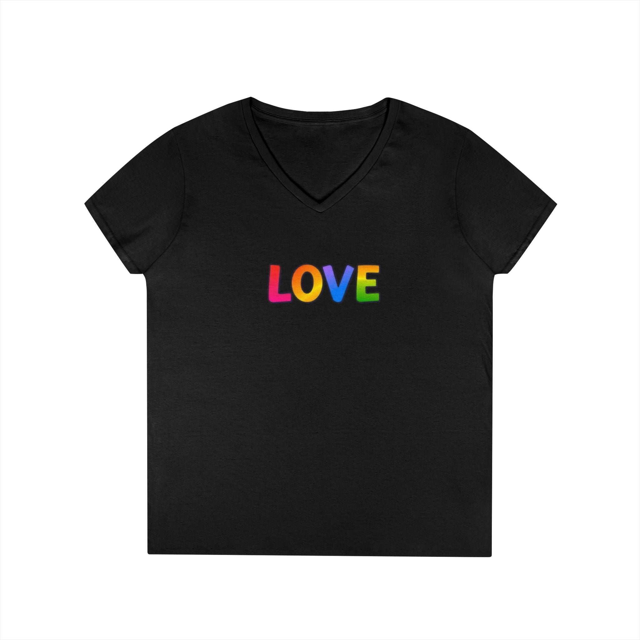 Colorful Love Ladies' V-Neck T-Shirt - Perfect for Everyday Wear and Celebrations