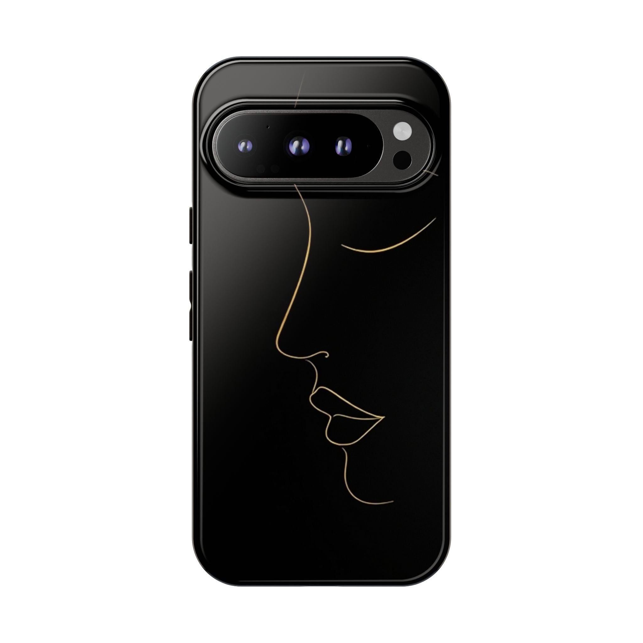 Android OR iPhone Compatible Cases - Gold Line Face Design - Unique Tough Cases