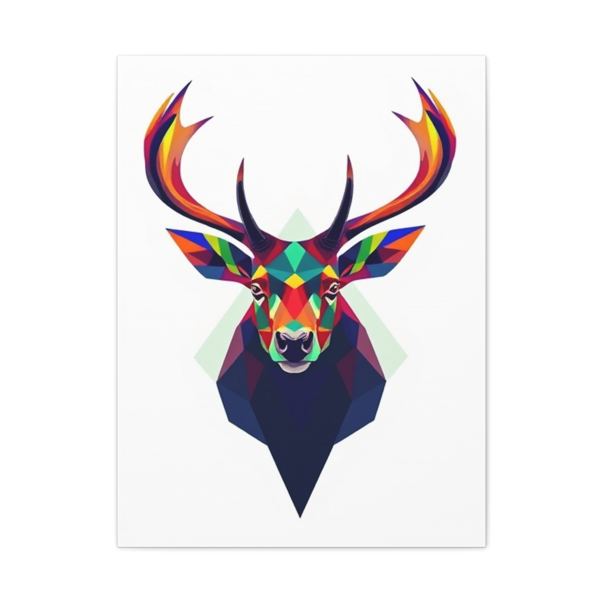 Colorful Elk Art Print - Modern Geometric Canvas Wall Decor