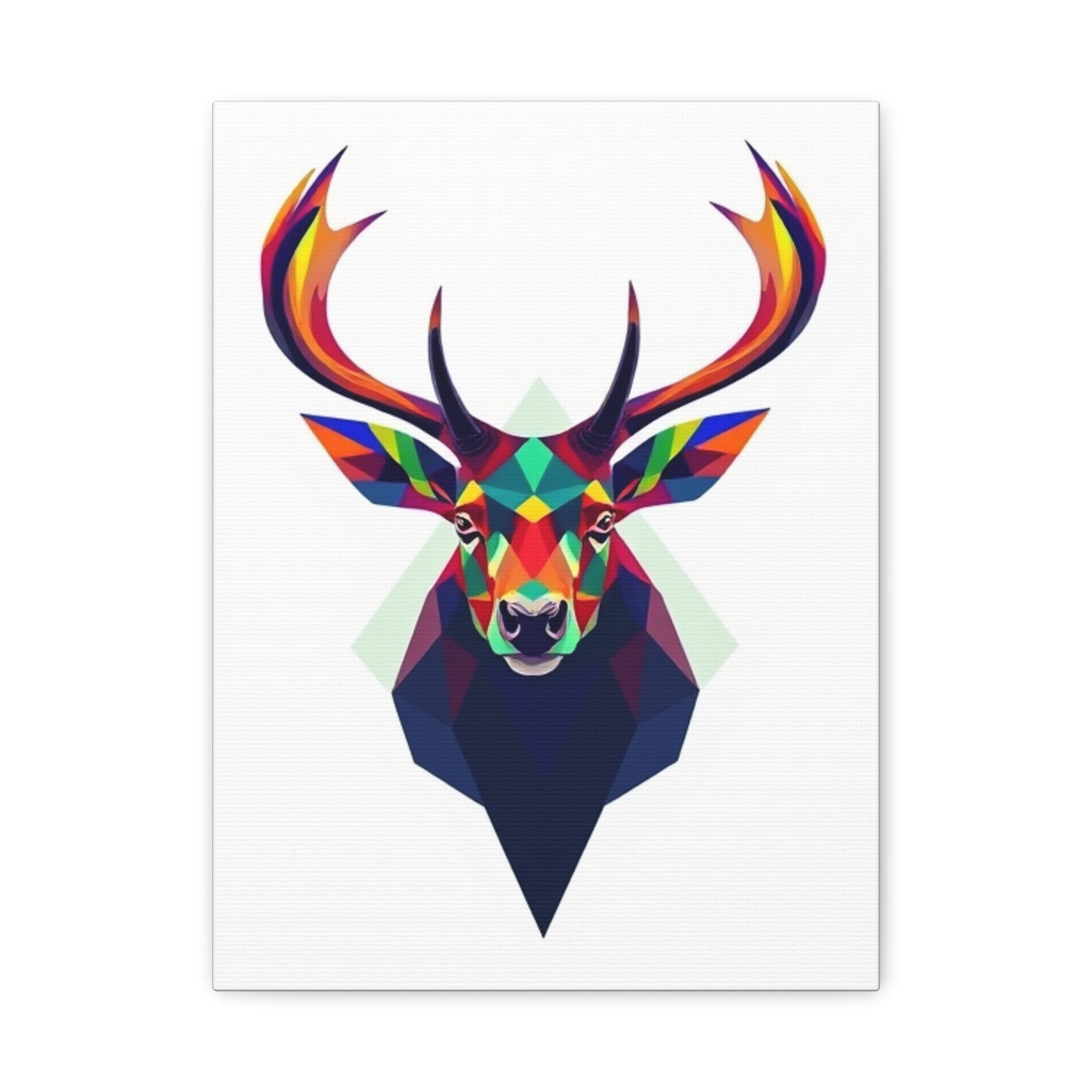 Colorful Elk Art Print - Modern Geometric Canvas Wall Decor