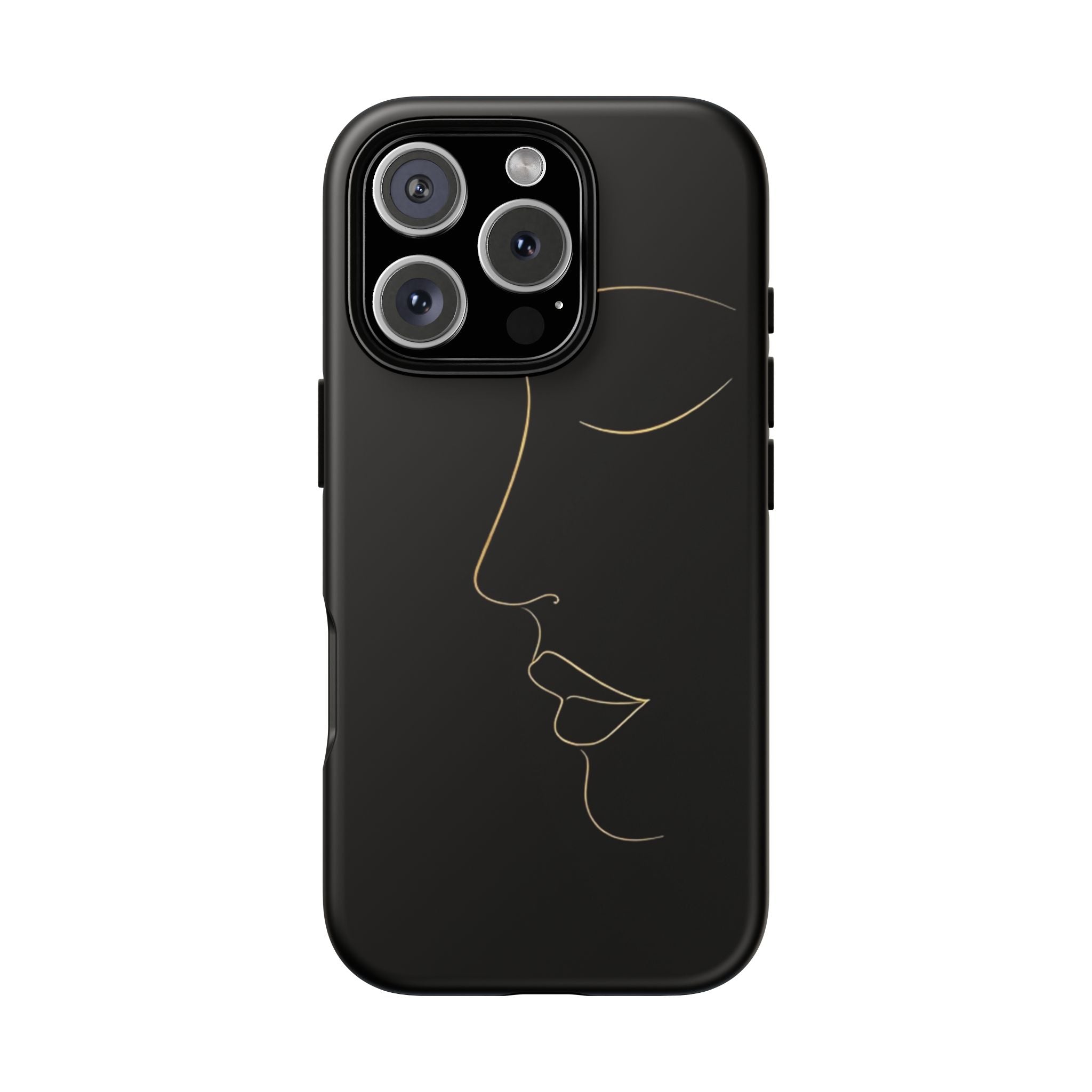 Android OR iPhone Compatible Cases - Gold Line Face Design - Unique Tough Cases