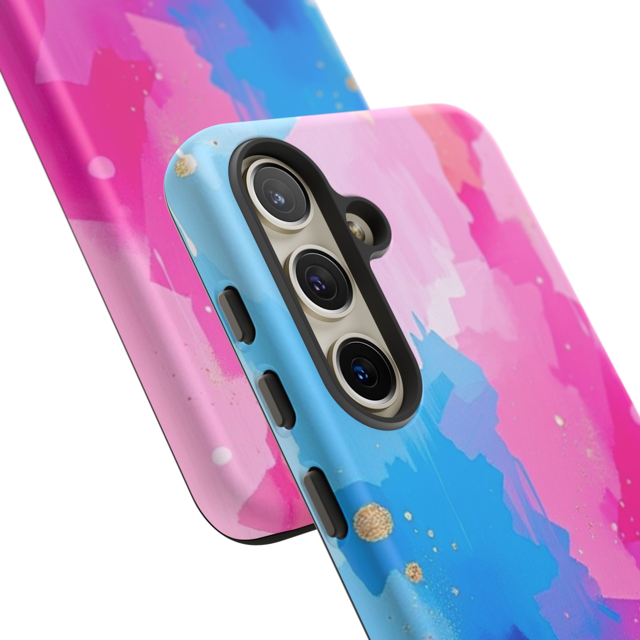 Android OR iPhone Compatible Cases - Pink and Blue Color Splash Design