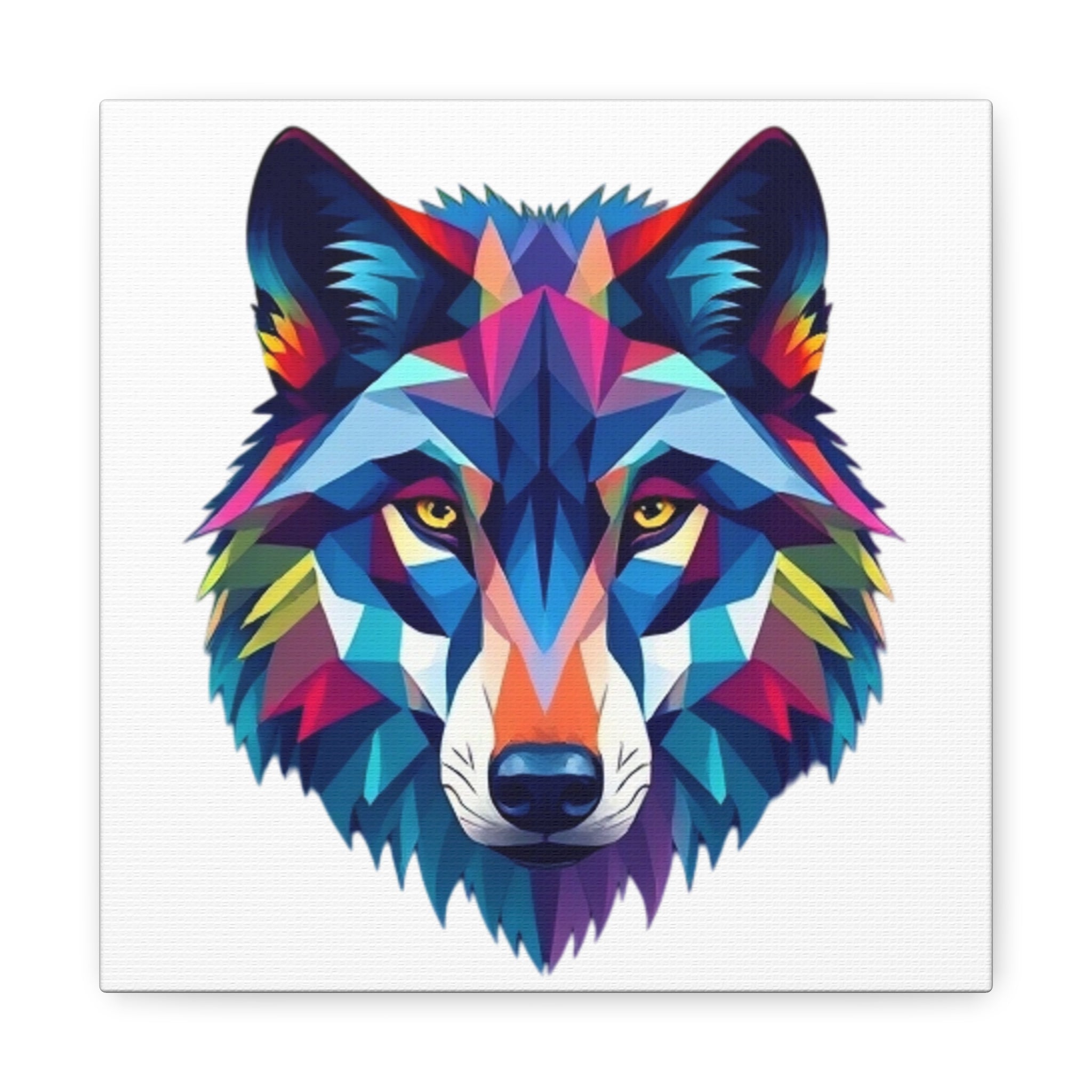Colorful Wolf Art Canvas - Vibrant Stretched Wall Decor for Nature Lovers