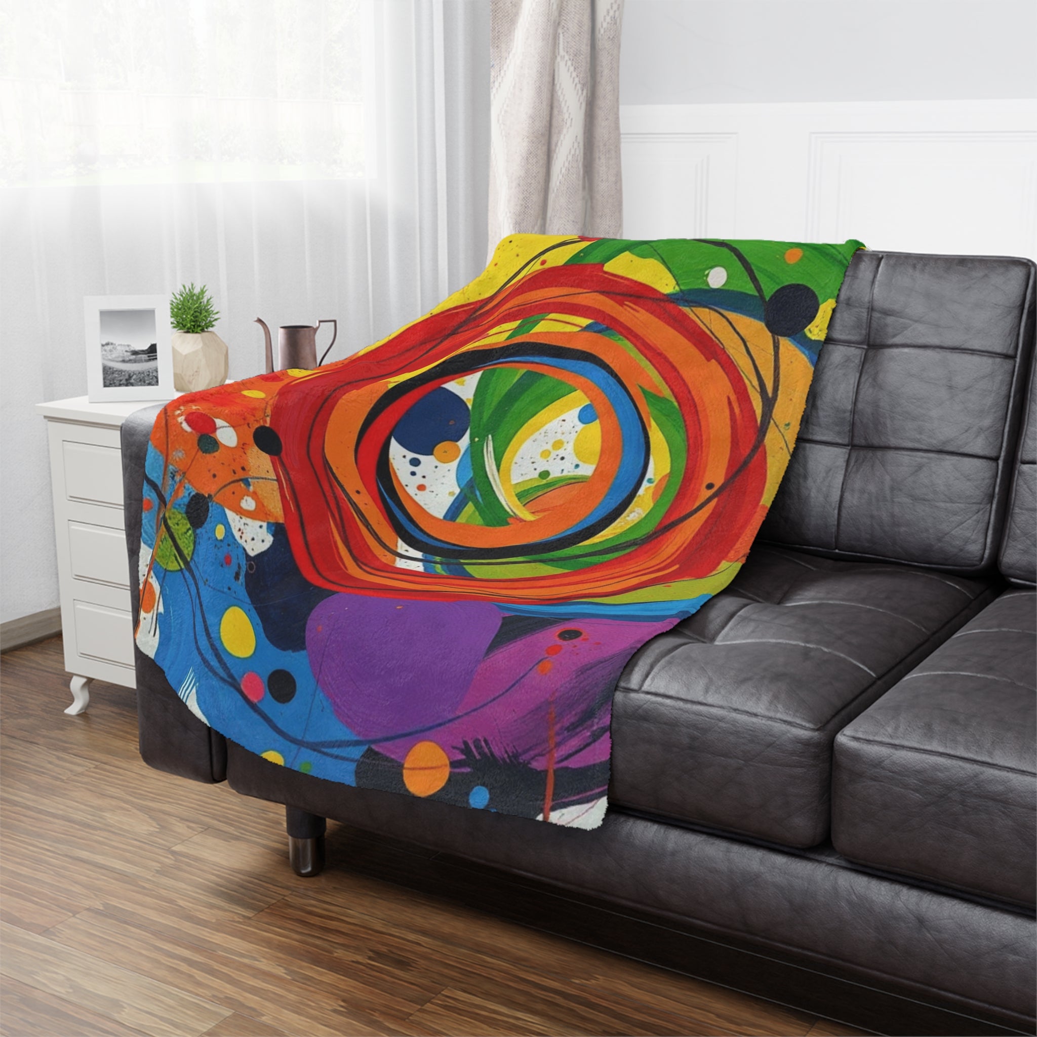Rainbow Circles and Swirls - Microfiber Blanket