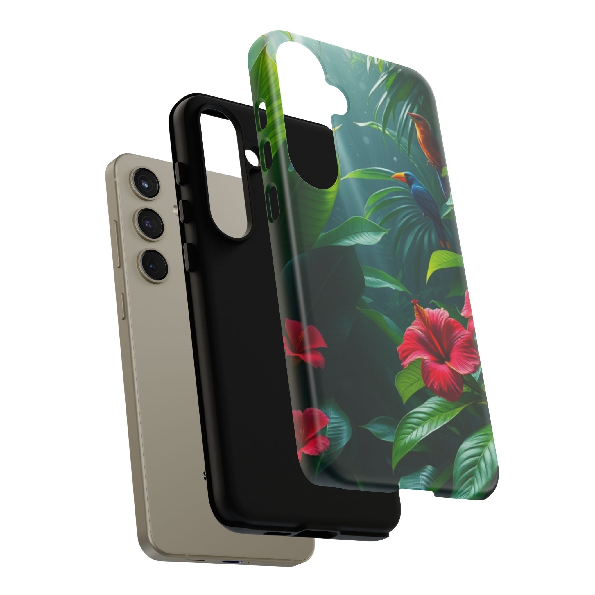 Android OR iPhone Compatible Cases - Tropical Flower & Bird Design - Unique Tough Cases