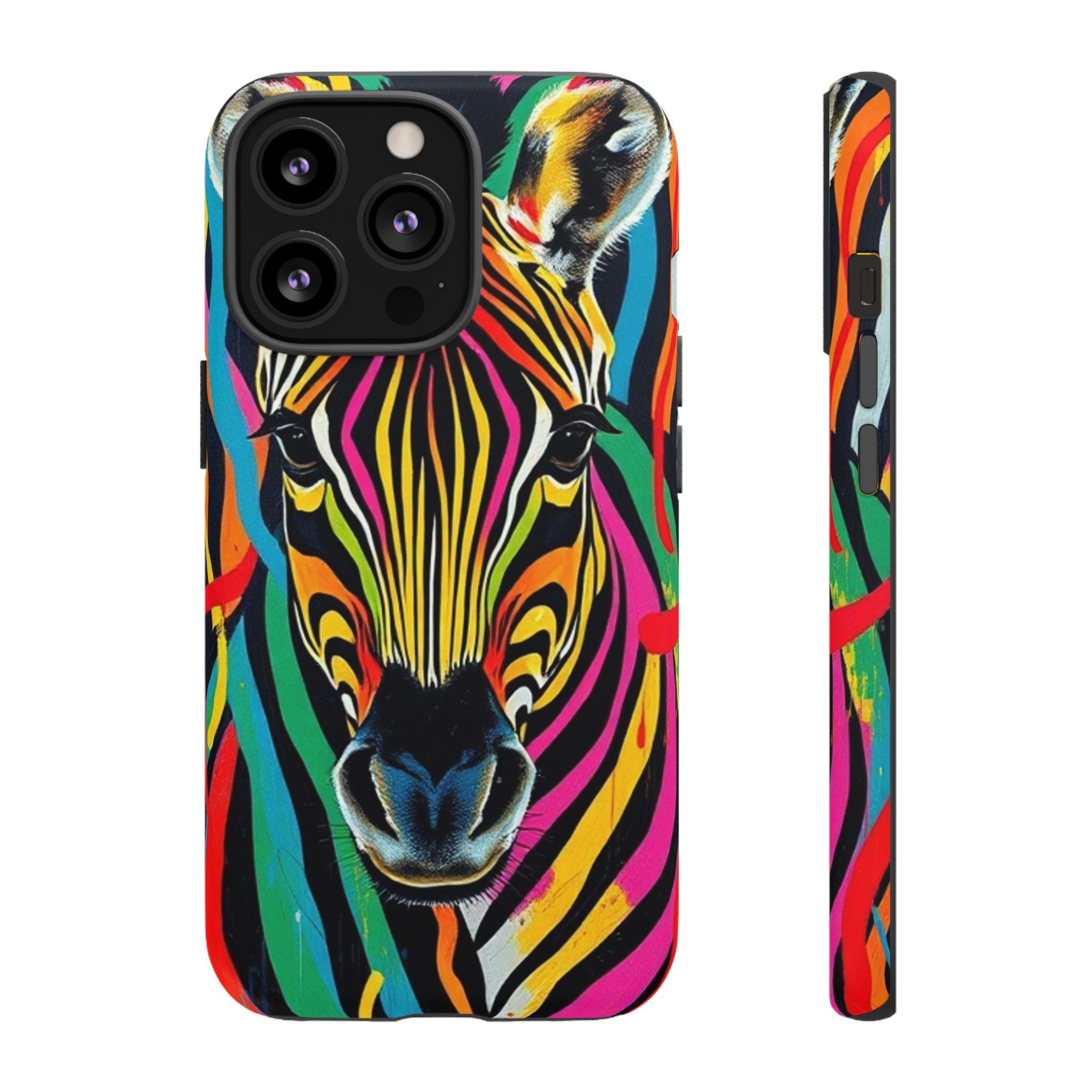 Android OR iPhone Compatible Cases - Rainbow Zebra Design - Unique Tough Cases