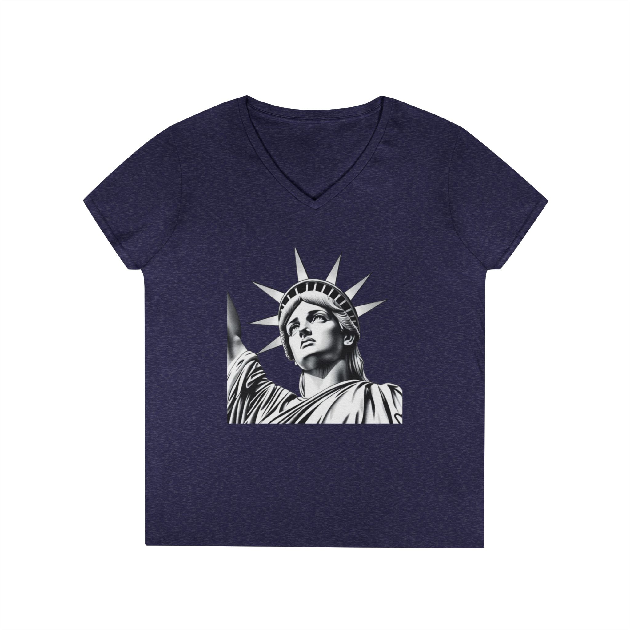 Liberty Graphic Ladies' V-Neck T-Shirt - Empowering Women's Tee for Casual Wear