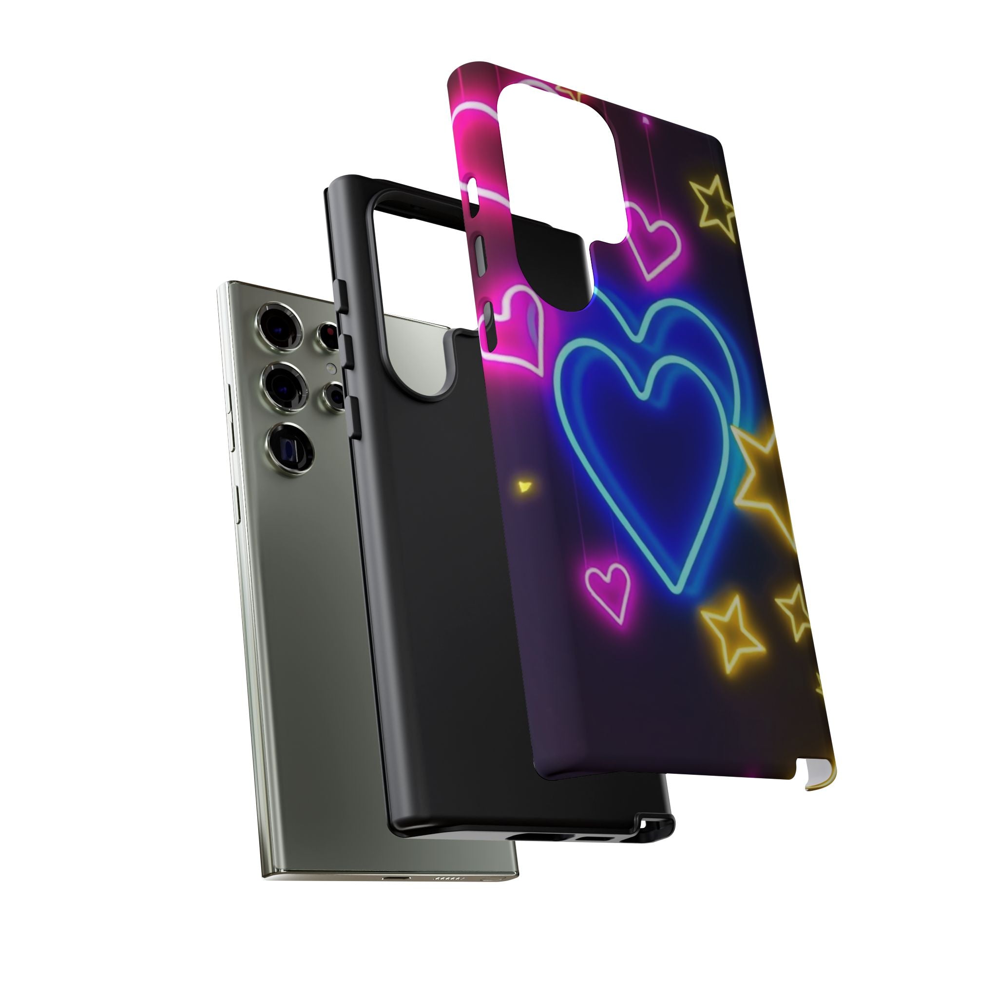 Android OR iPhone Compatible Cases - Neon Love Design - Unique Tough Cases