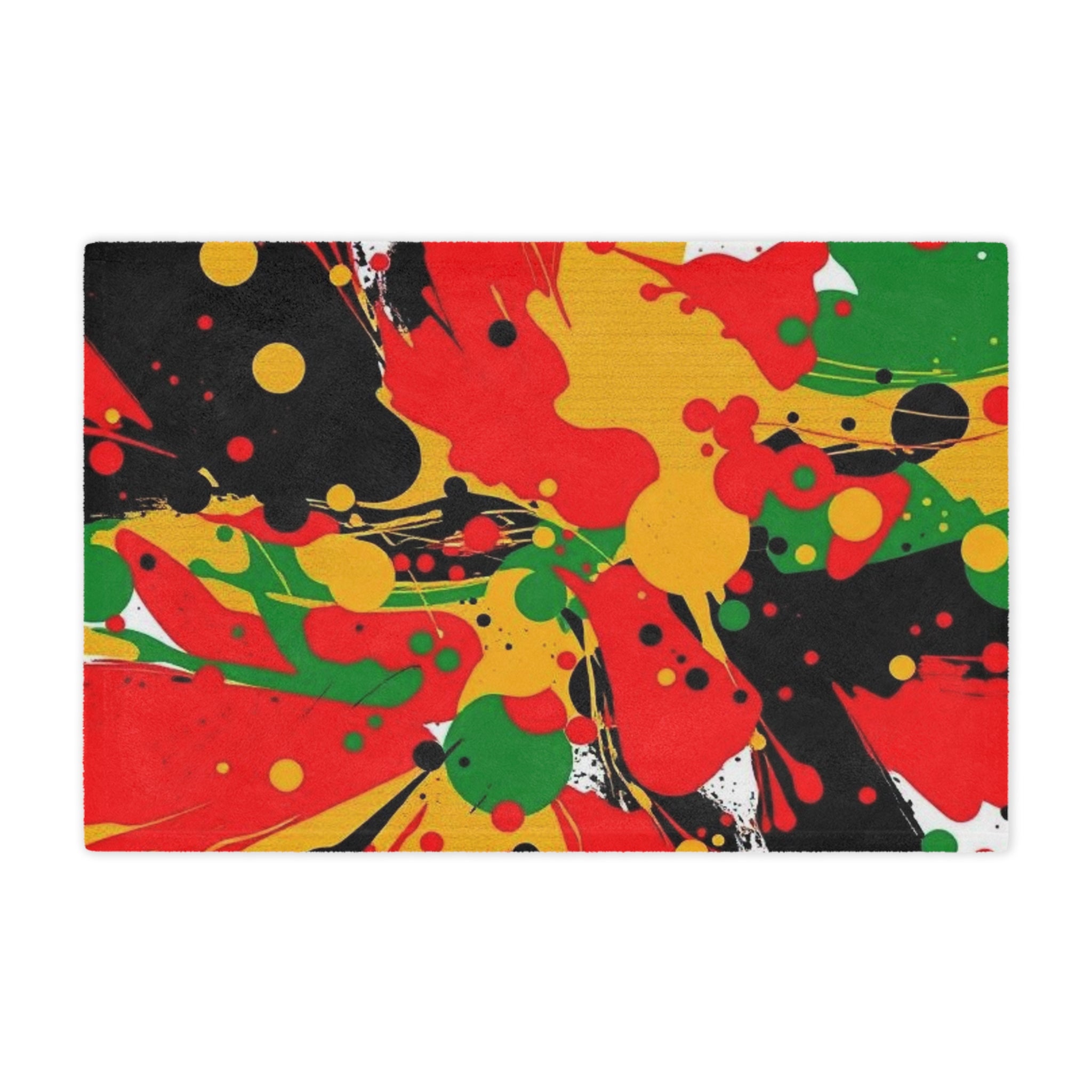 Abstract Yellow, Red, Black Microfiber Blanket