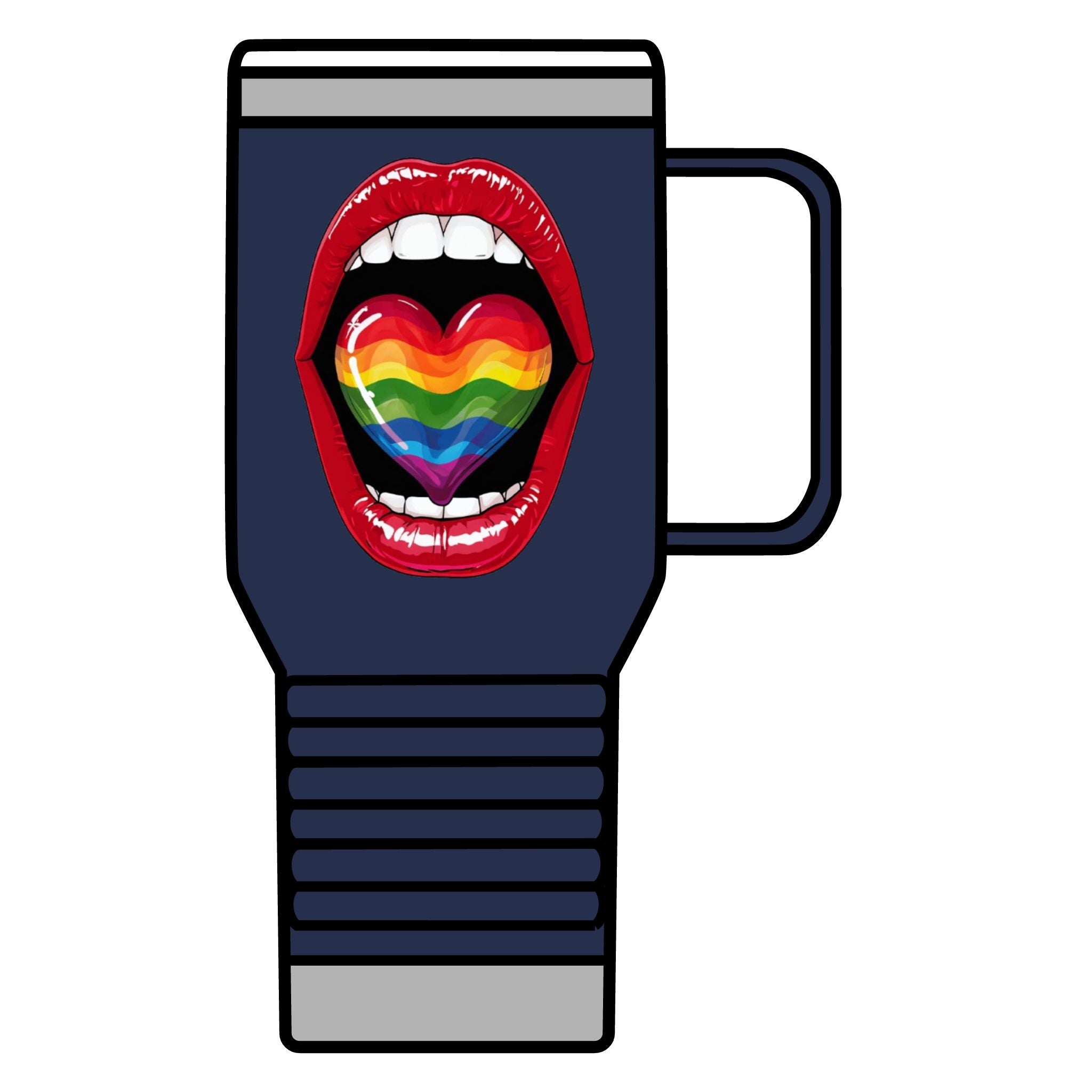 Colorful Rainbow Heart Tongue for Pride Travel Mug - 20oz