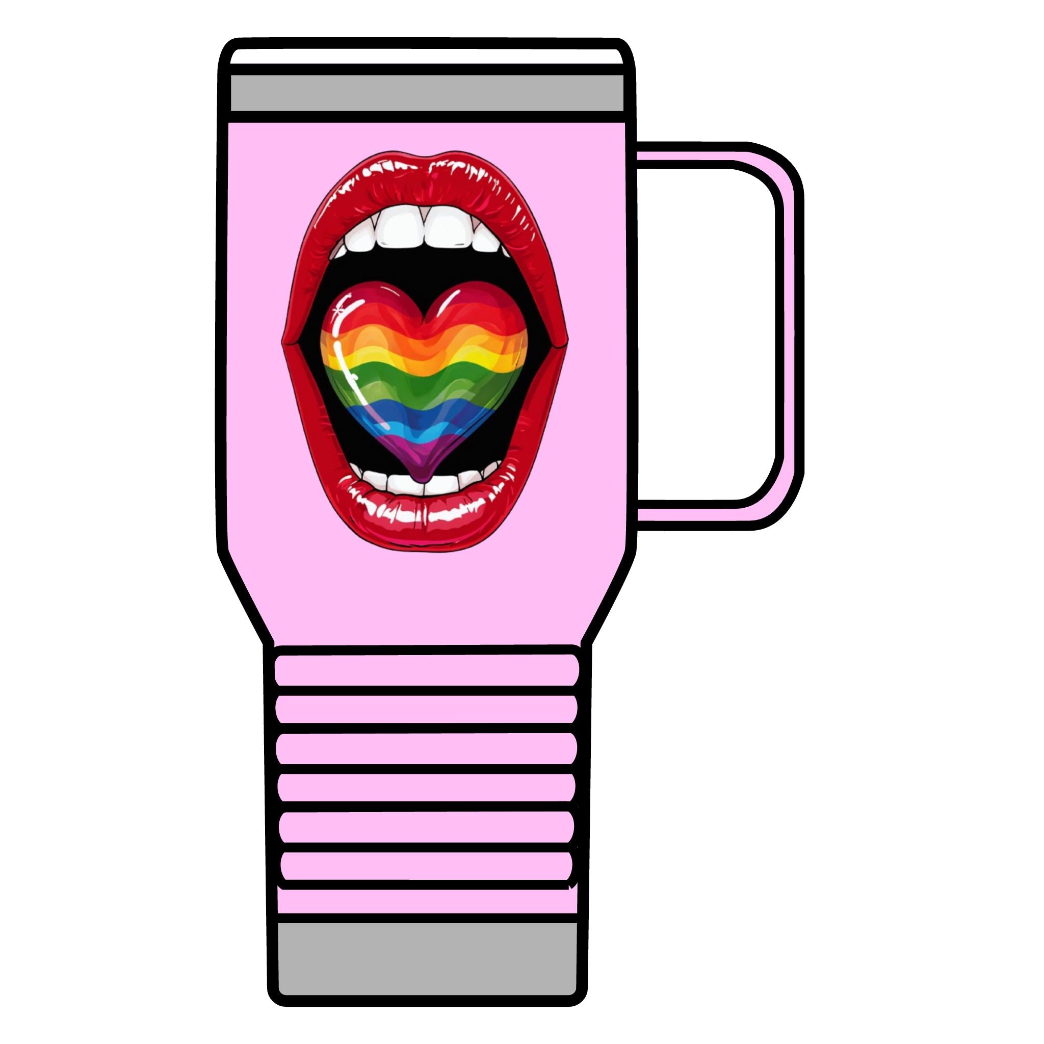 Colorful Rainbow Heart Tongue for Pride Travel Mug - 20oz