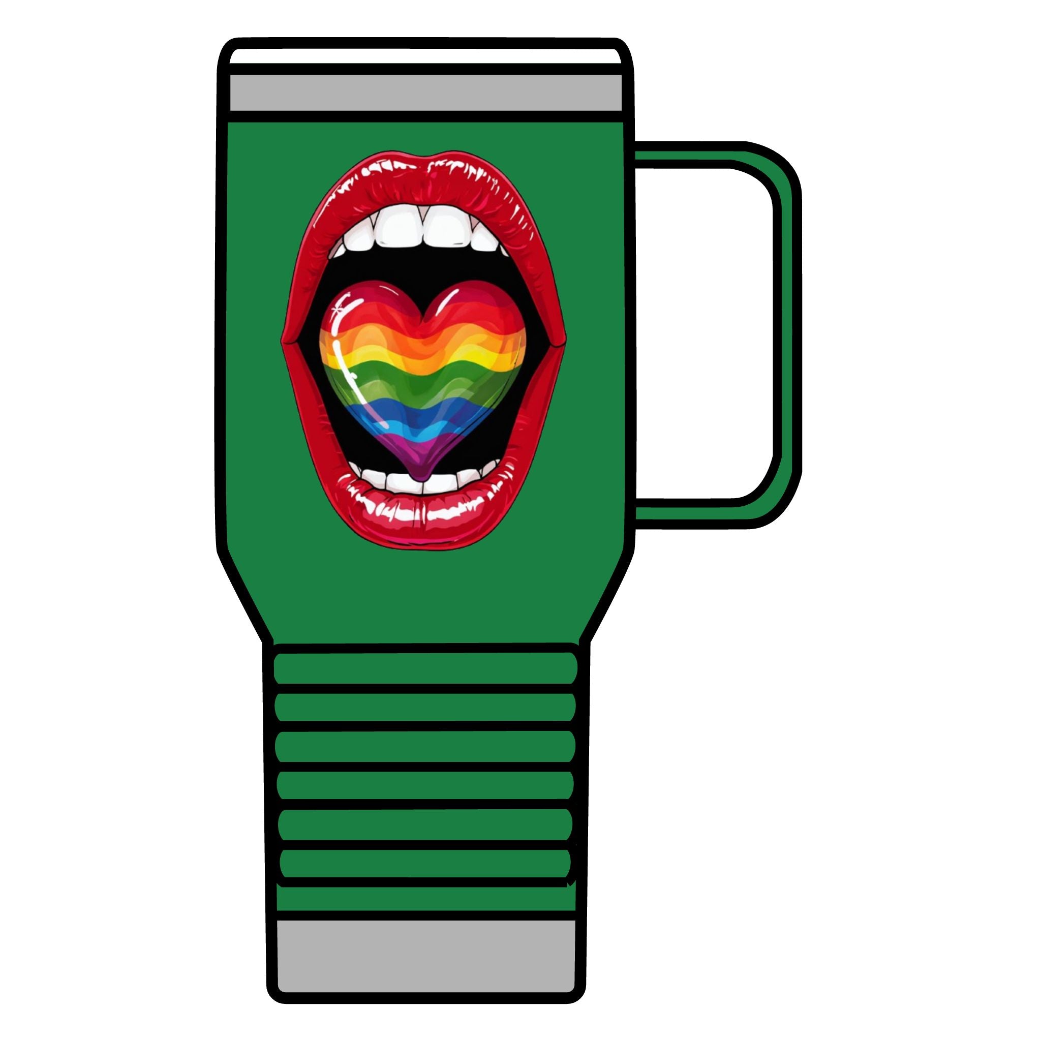 Colorful Rainbow Heart Tongue for Pride Travel Mug - 20oz