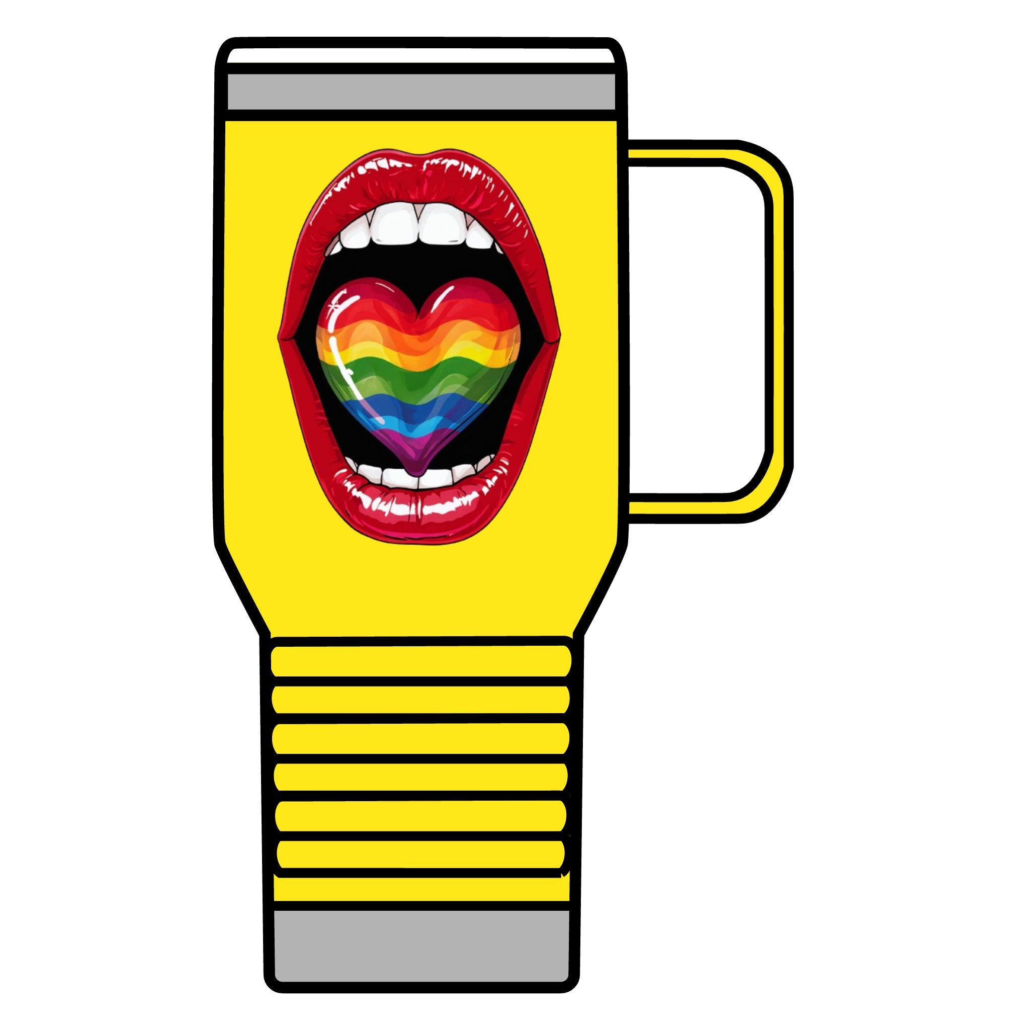 Colorful Rainbow Heart Tongue for Pride Travel Mug - 20oz