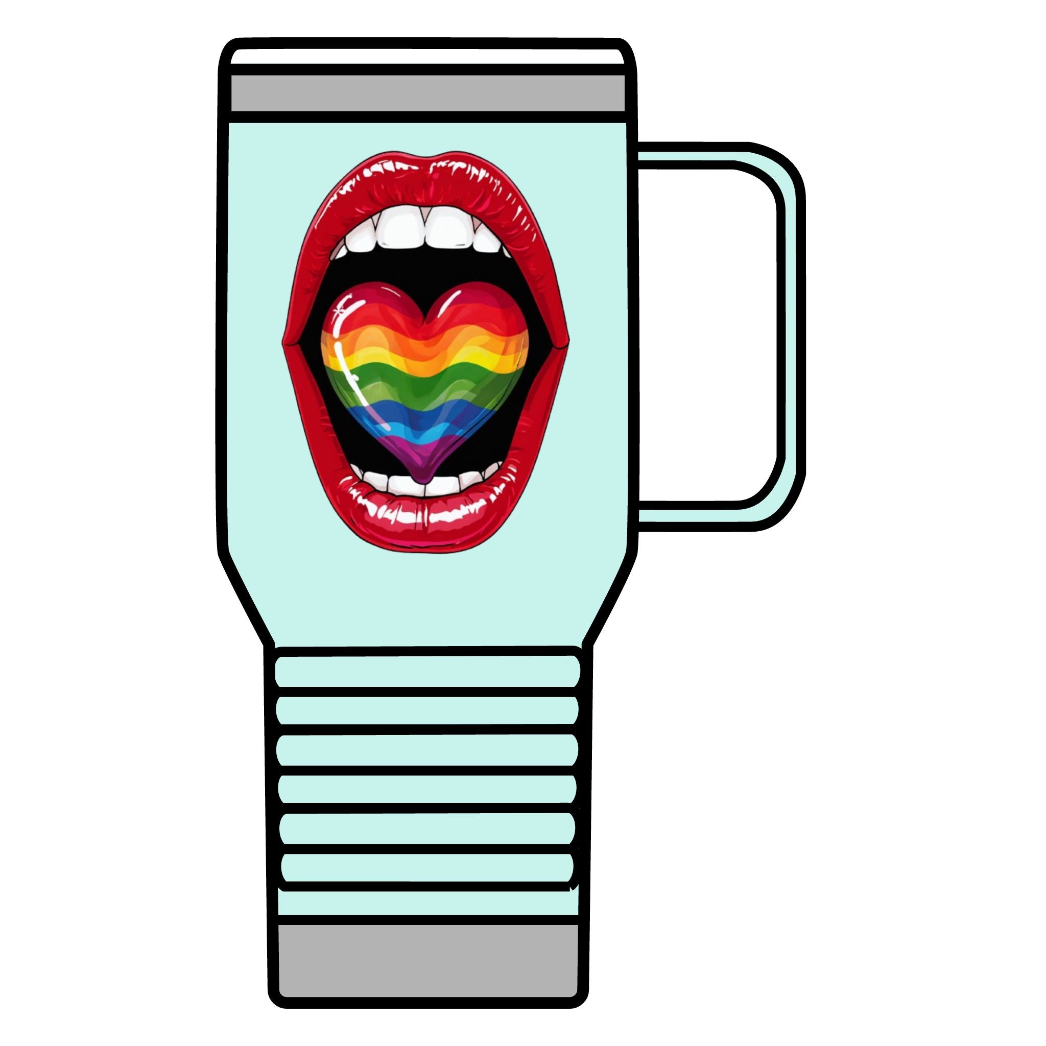 Colorful Rainbow Heart Tongue for Pride Travel Mug - 20oz