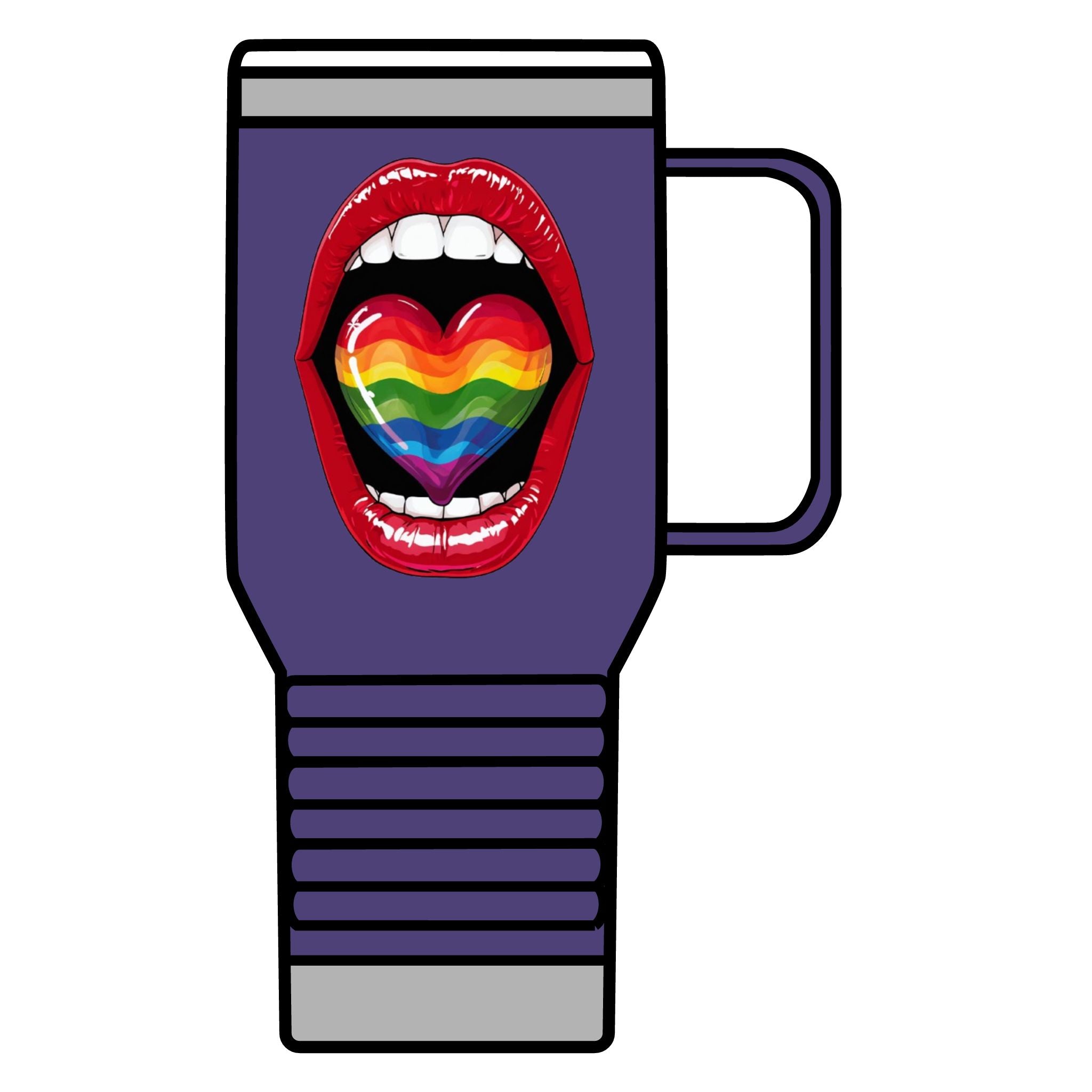 Colorful Rainbow Heart Tongue for Pride Travel Mug - 20oz