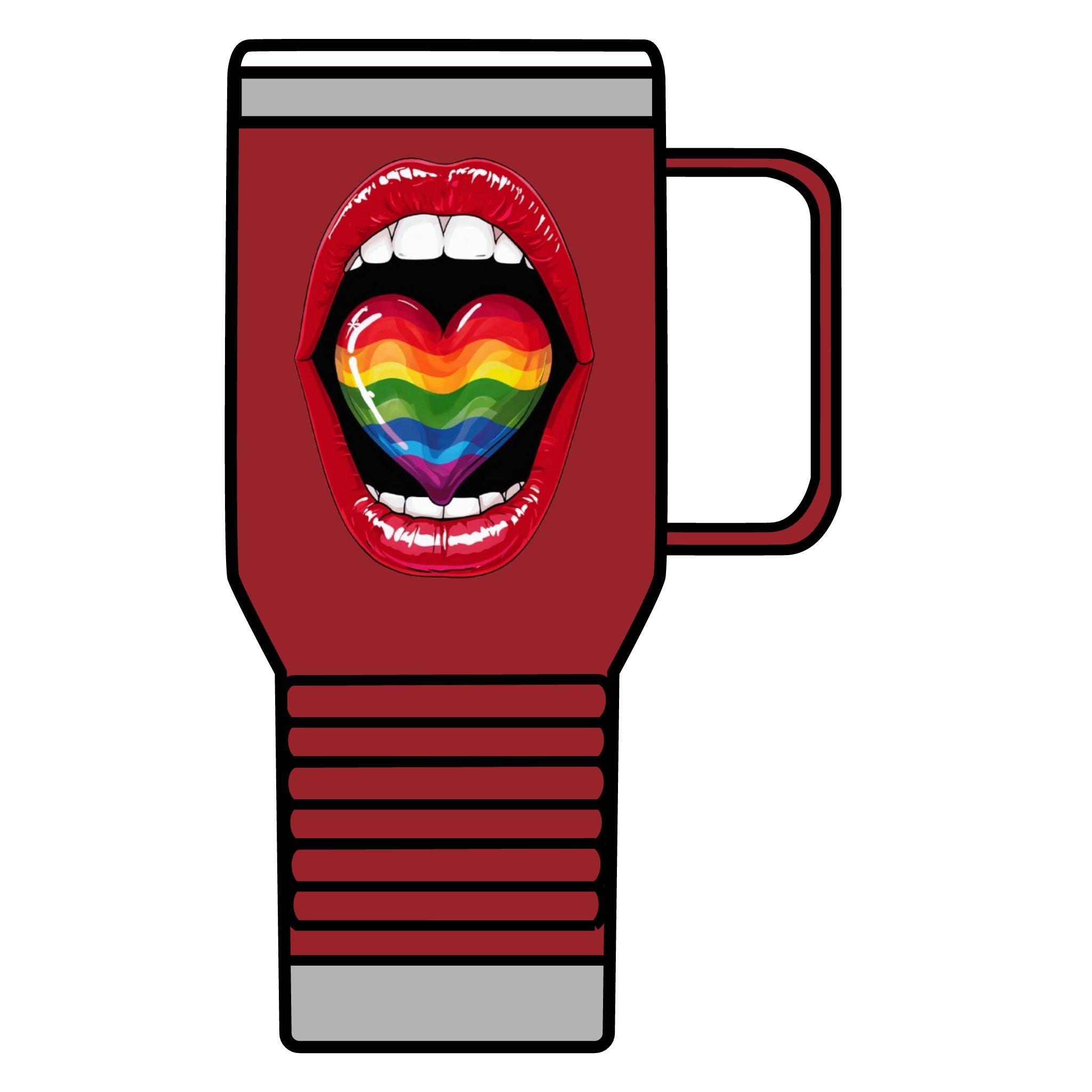 Colorful Rainbow Heart Tongue for Pride Travel Mug - 20oz