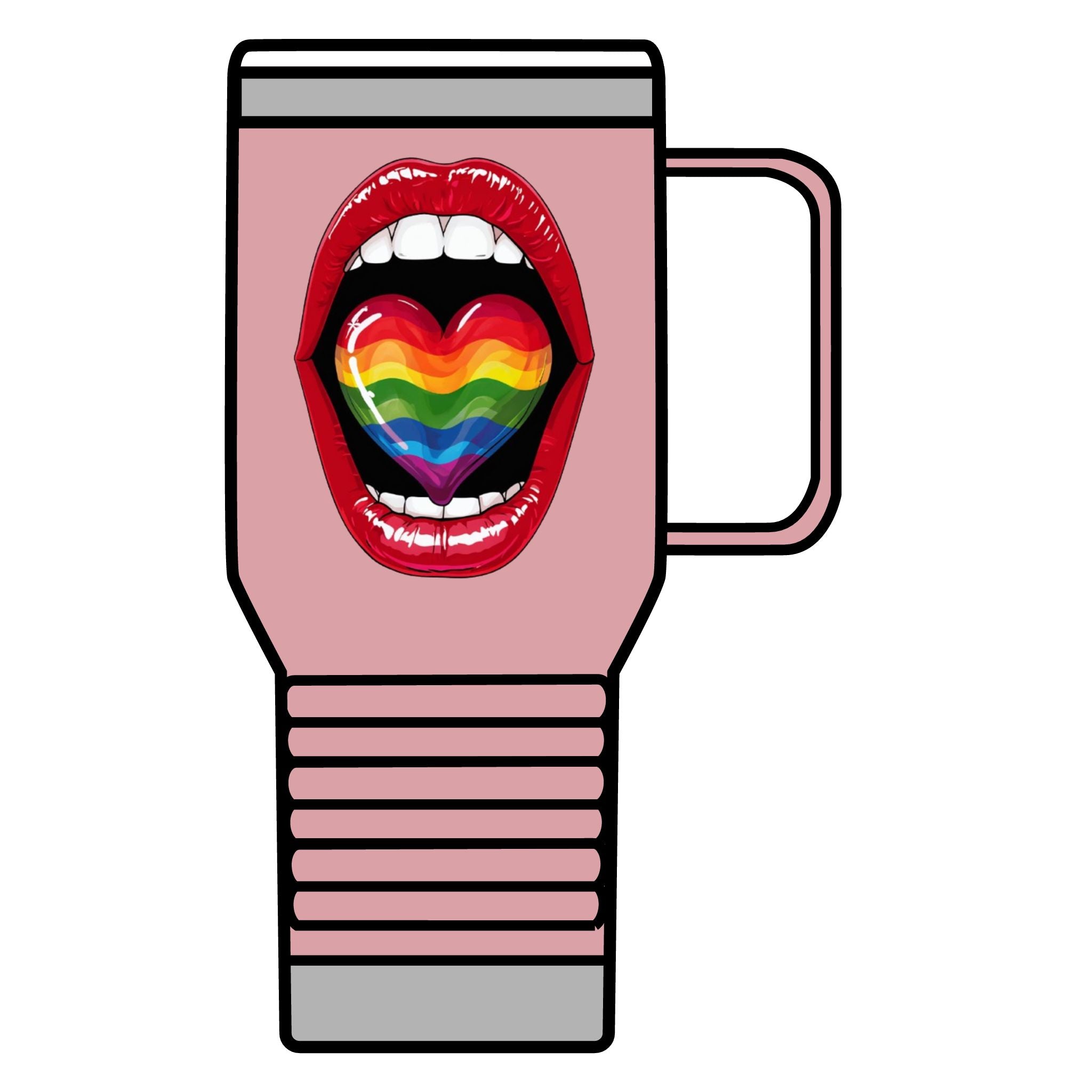 Colorful Rainbow Heart Tongue for Pride Travel Mug - 20oz