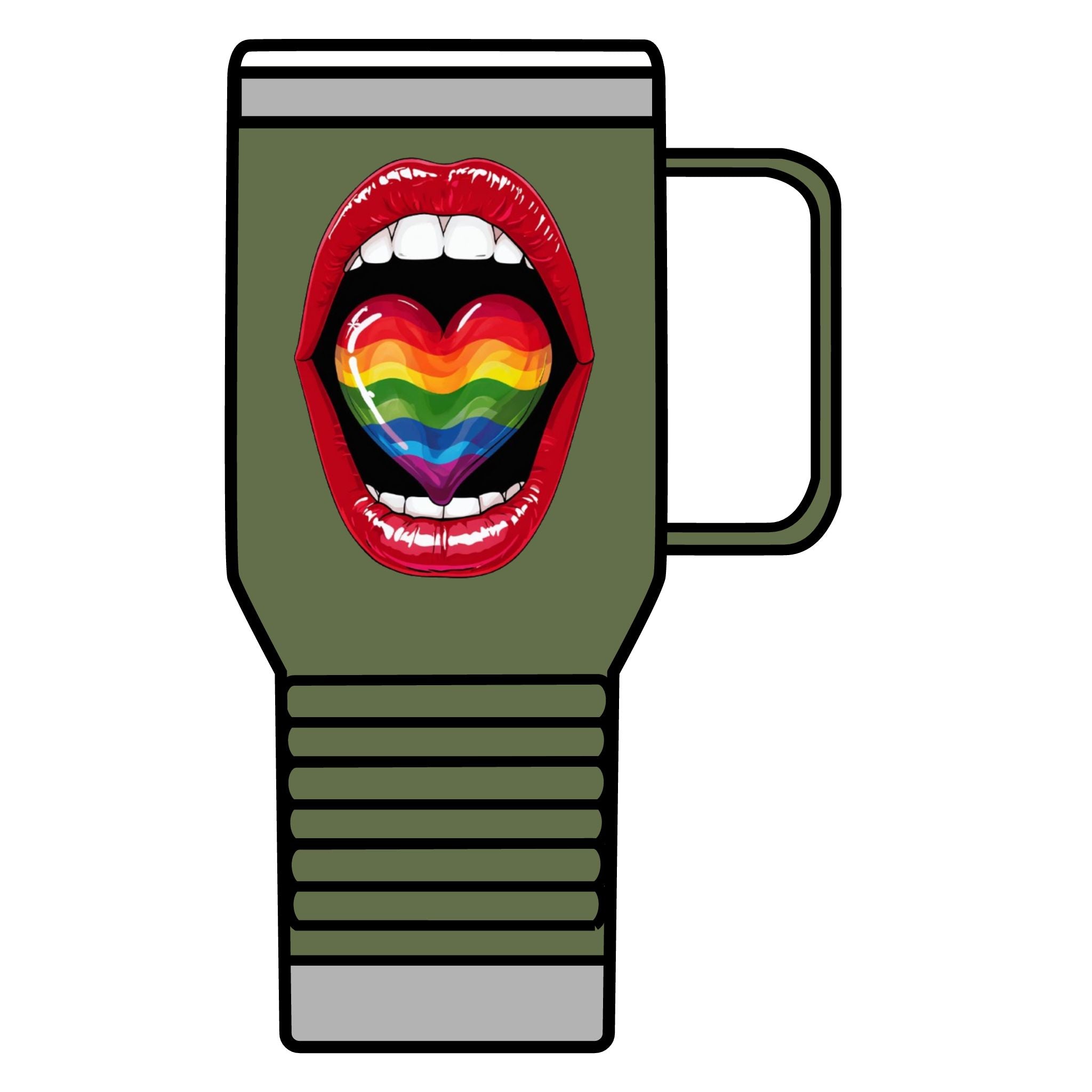 Colorful Rainbow Heart Tongue for Pride Travel Mug - 20oz