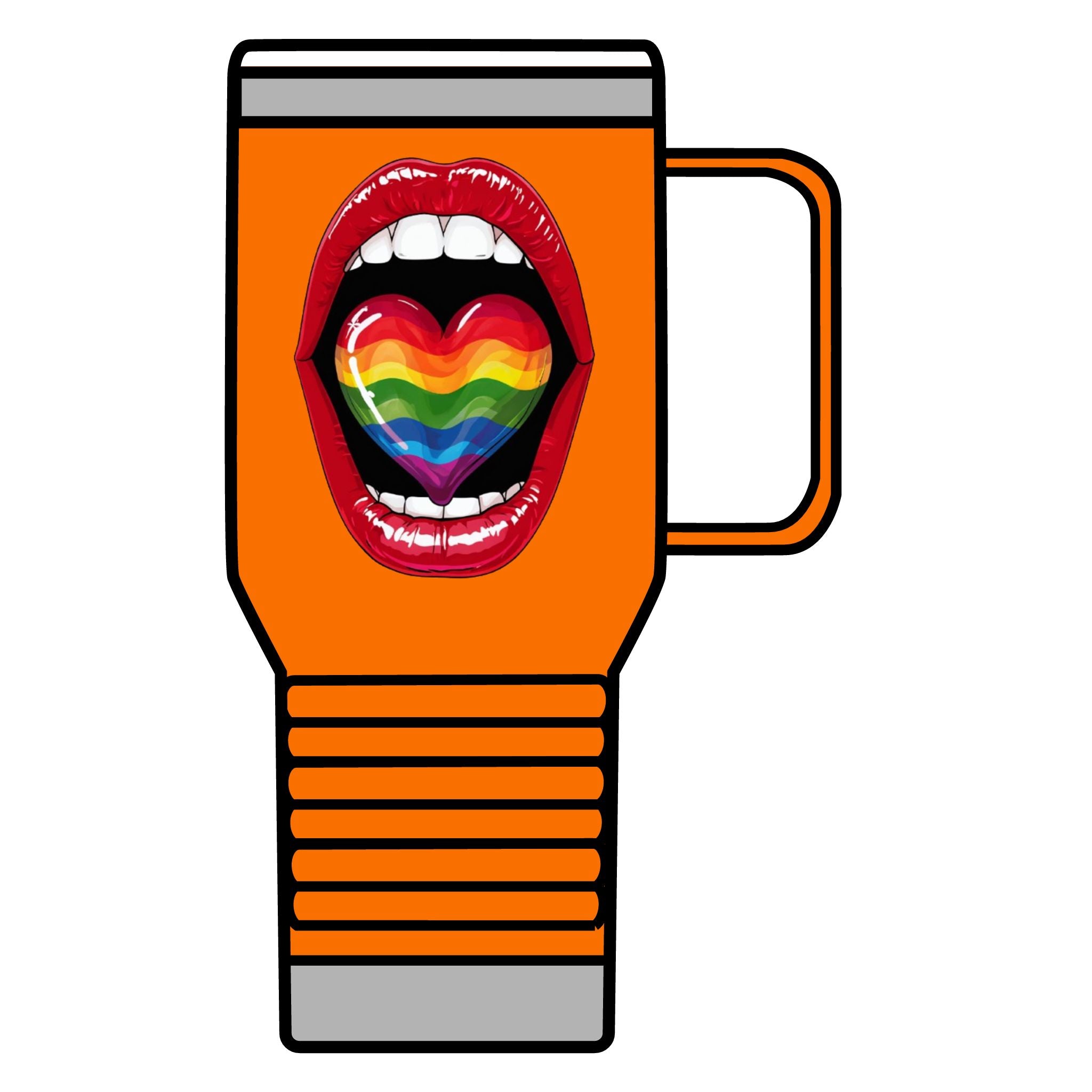 Colorful Rainbow Heart Tongue for Pride Travel Mug - 20oz