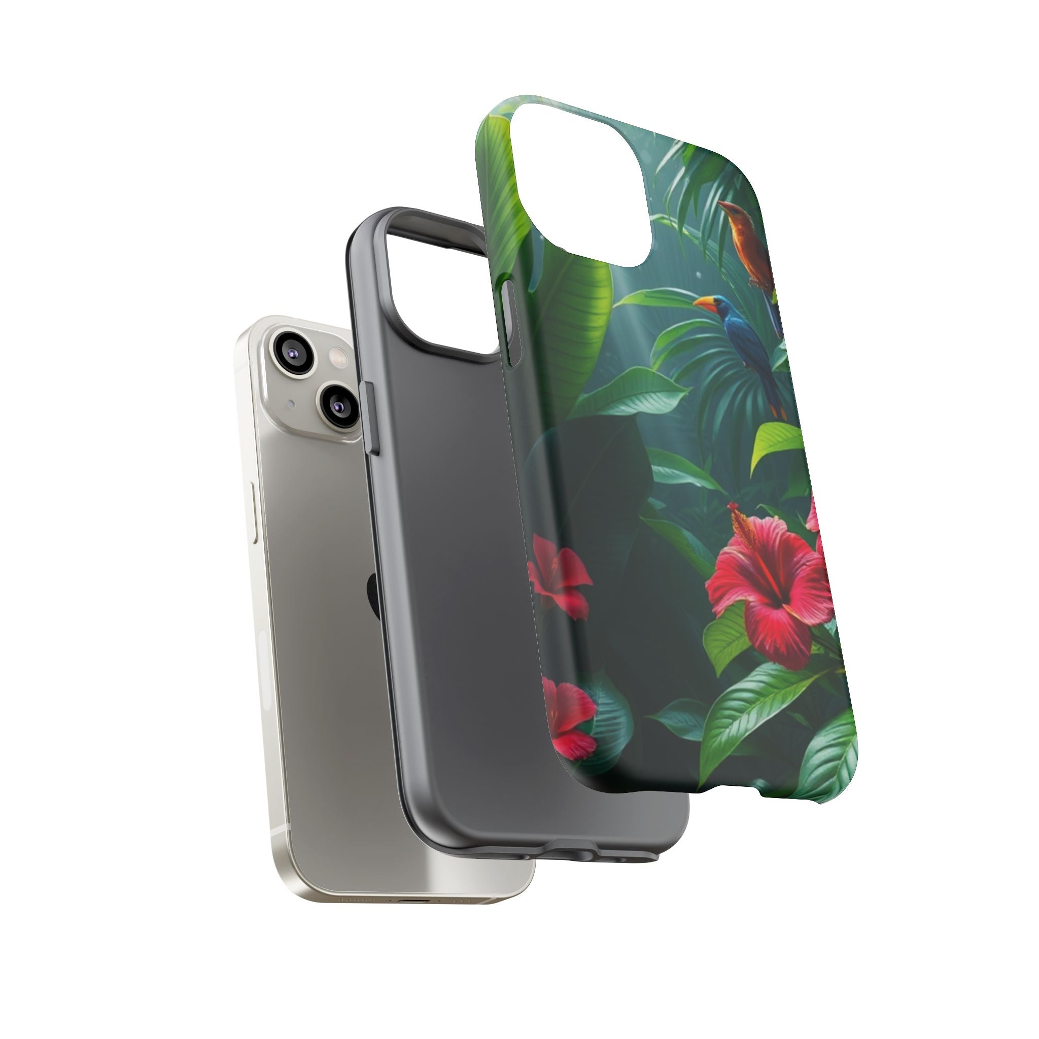 Android OR iPhone Compatible Cases - Tropical Flower & Bird Design - Unique Tough Cases