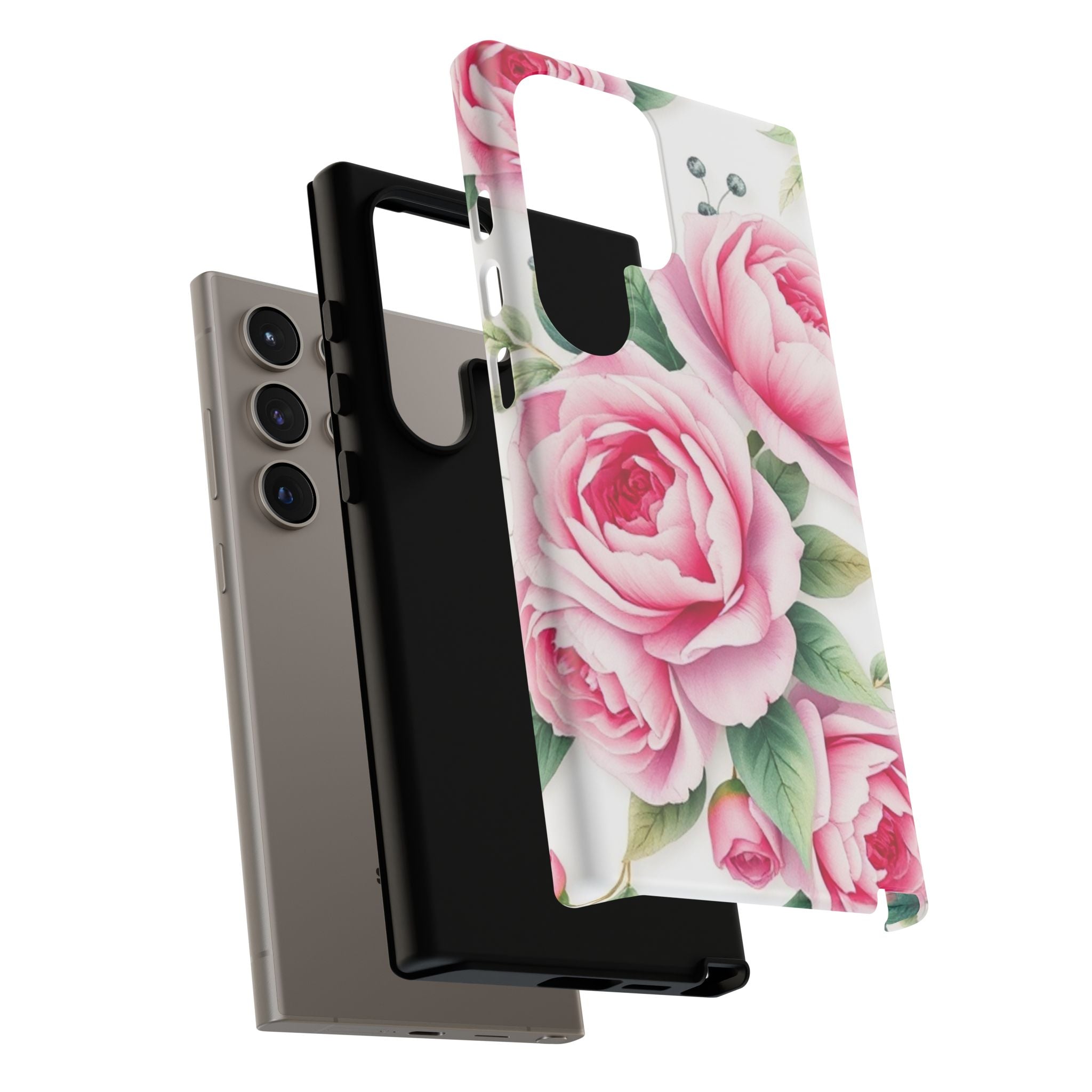 Android OR iPhone Compatible Cases - Pink Flower Design - Unique Tough Cases
