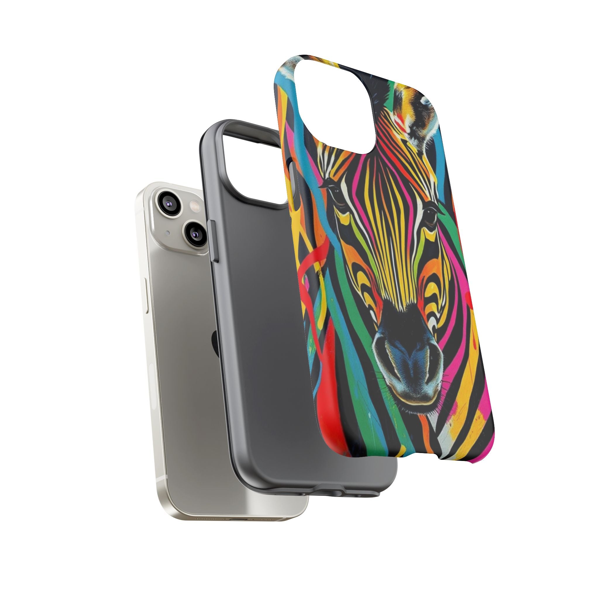 Android OR iPhone Compatible Cases - Rainbow Zebra Design - Unique Tough Cases