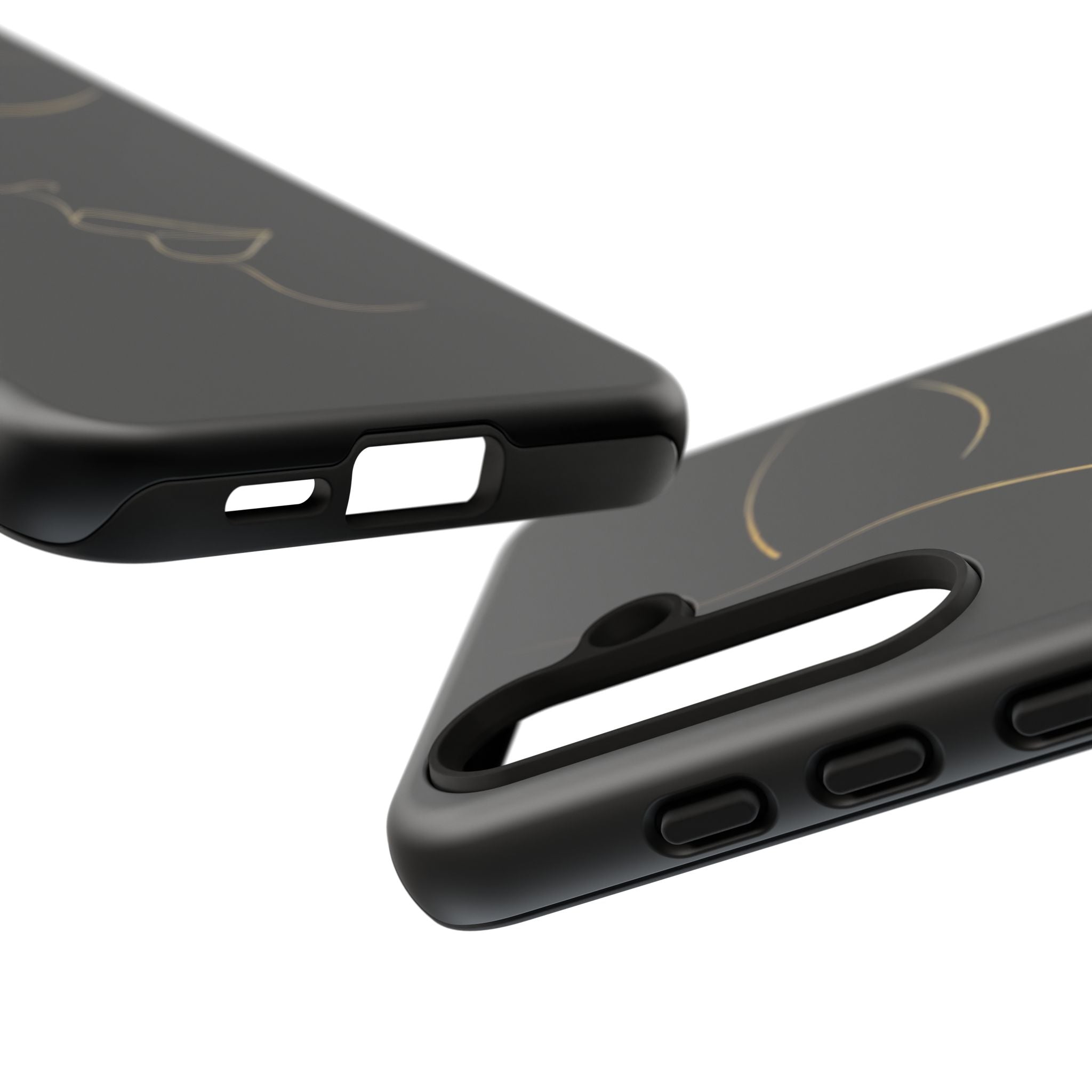Android OR iPhone Compatible Cases - Gold Line Face Design - Unique Tough Cases