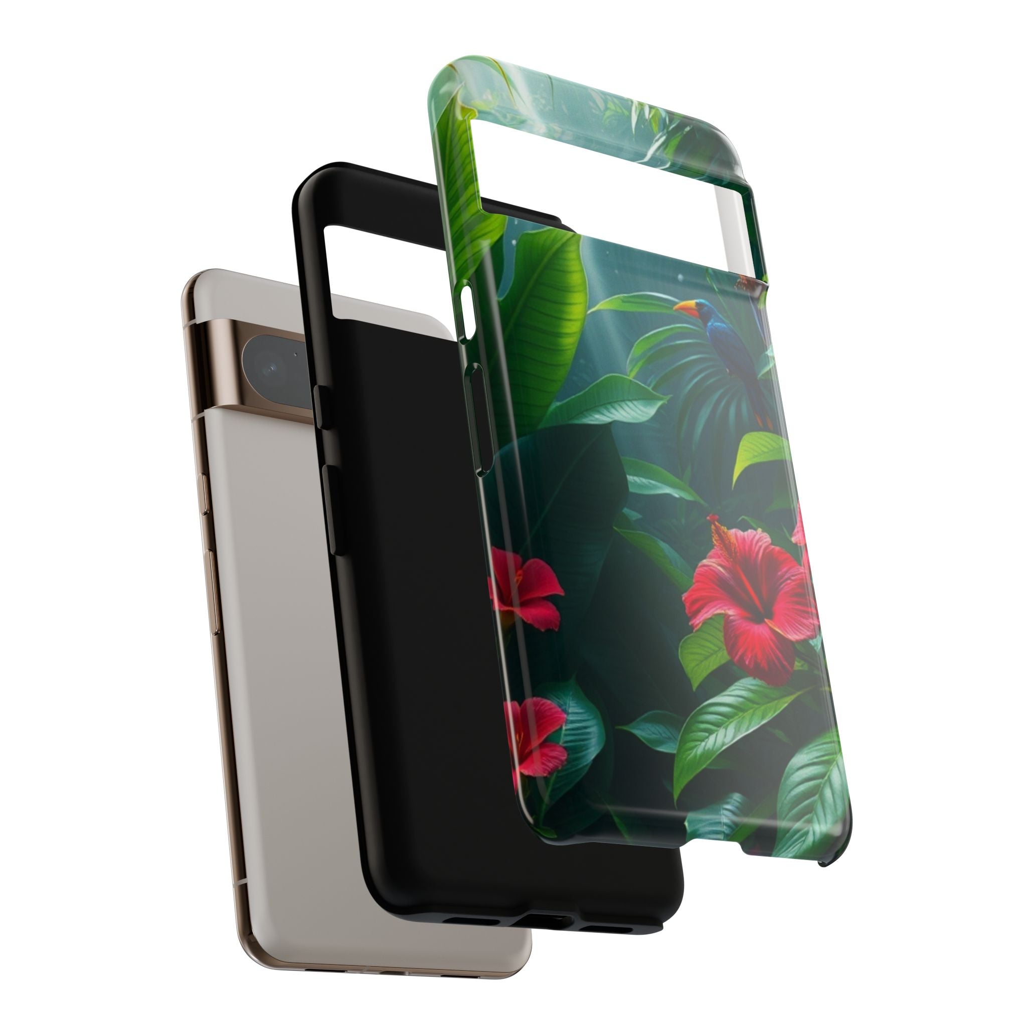 Android OR iPhone Compatible Cases - Tropical Flower & Bird Design - Unique Tough Cases