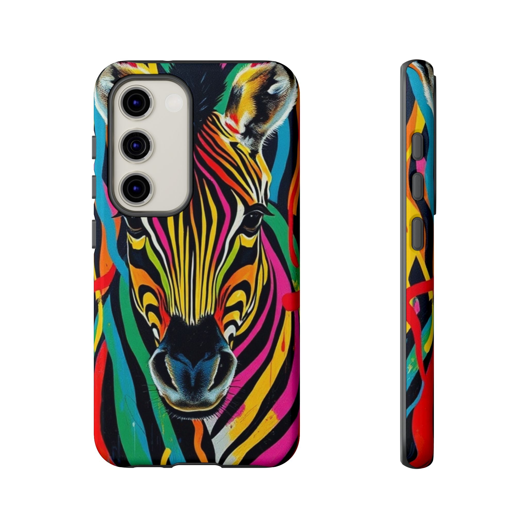 Android OR iPhone Compatible Cases - Rainbow Zebra Design - Unique Tough Cases