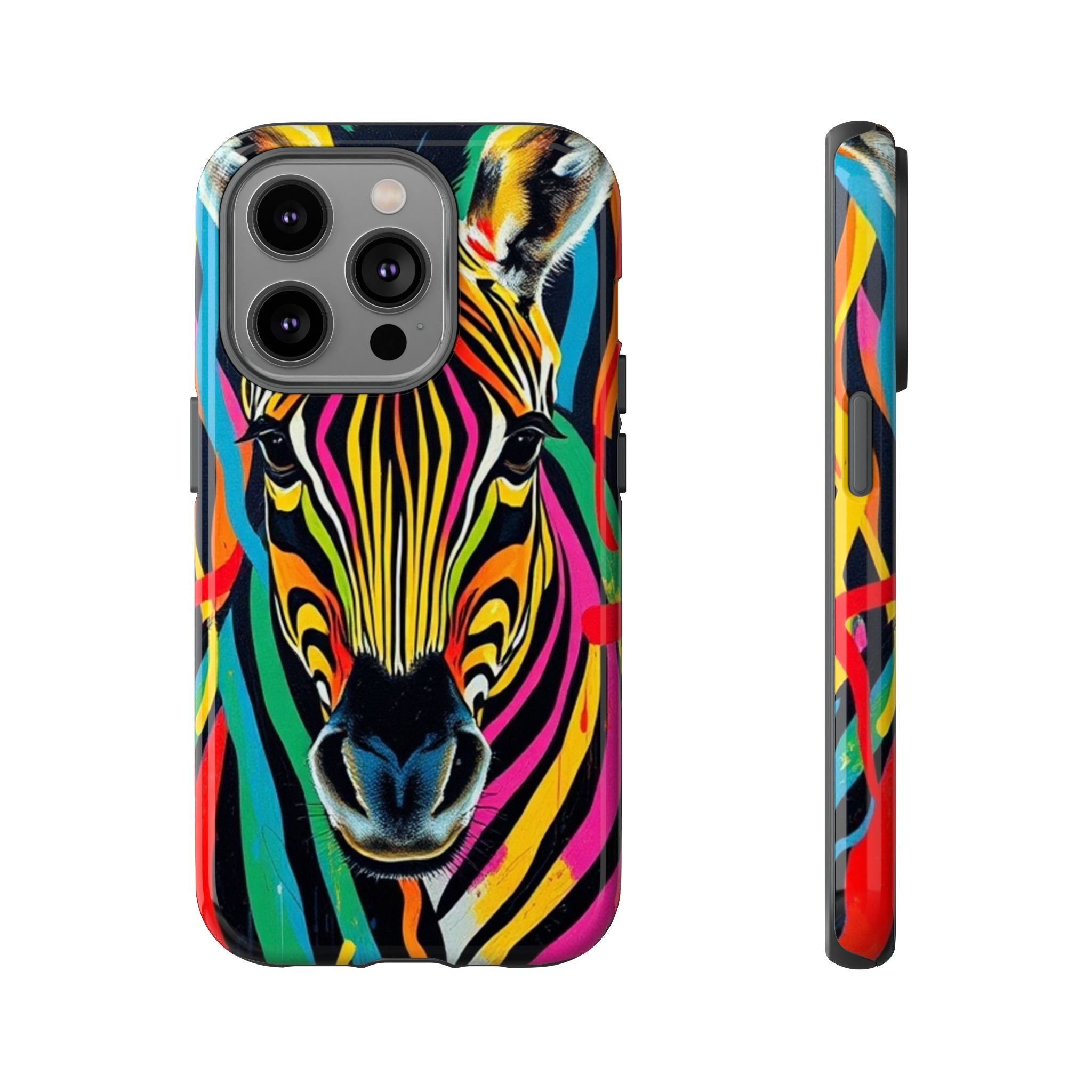 Android OR iPhone Compatible Cases - Rainbow Zebra Design - Unique Tough Cases
