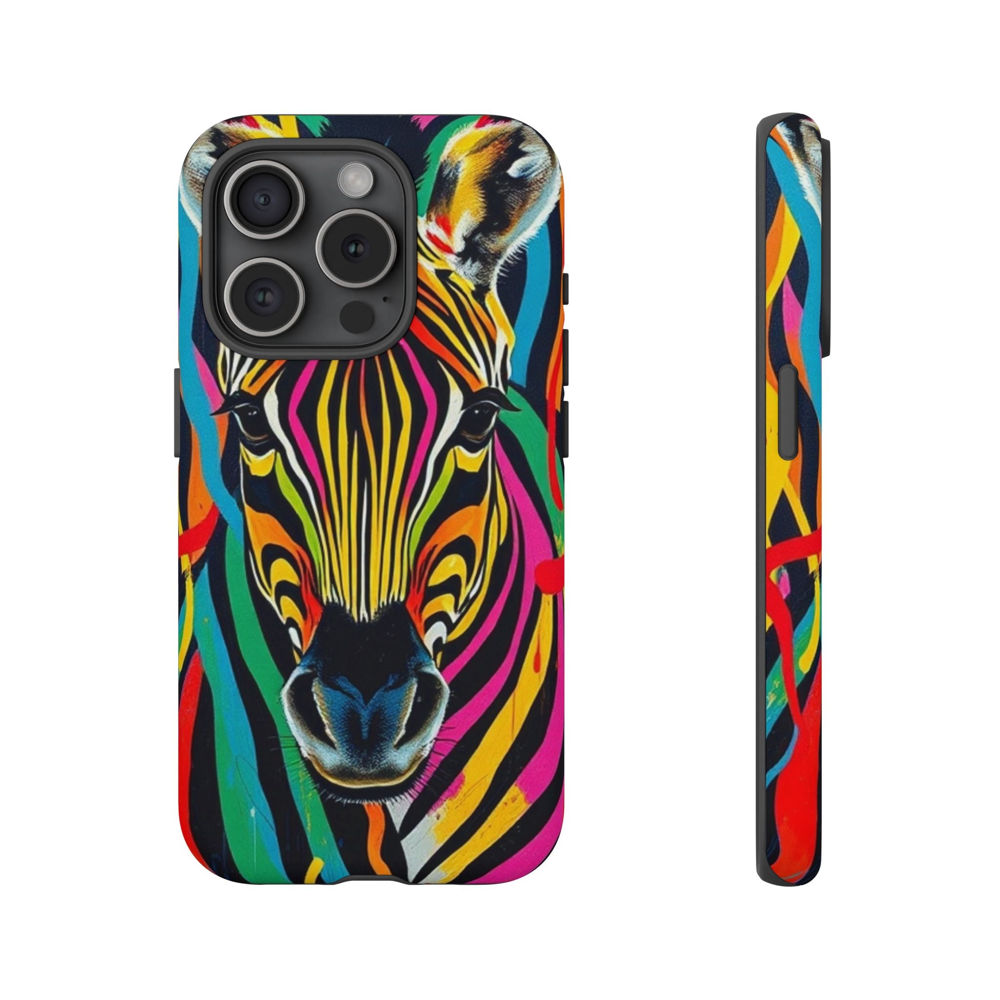 Android OR iPhone Compatible Cases - Rainbow Zebra Design - Unique Tough Cases